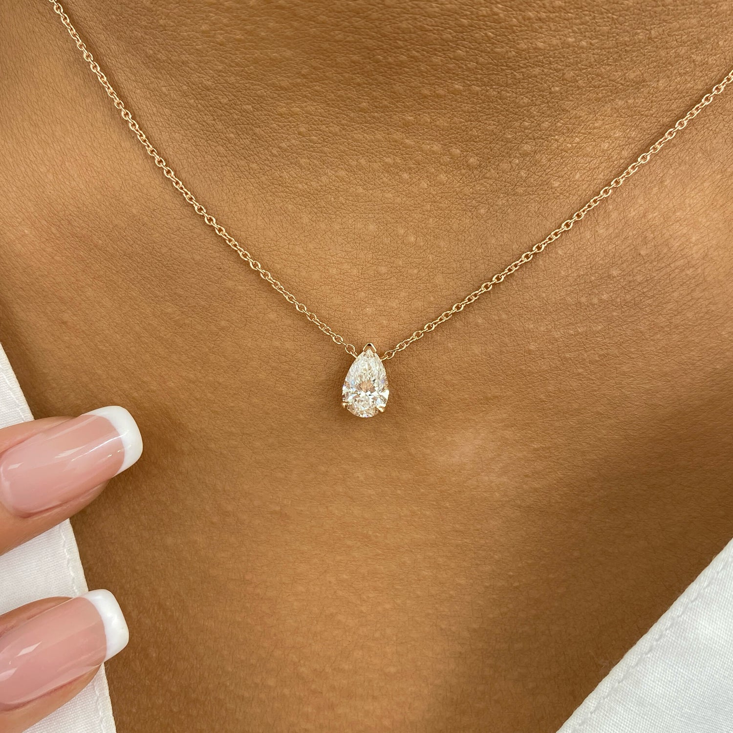 Summer 1.0 Pear Lab-Grown Diamond Solitaire, Chain Pendant