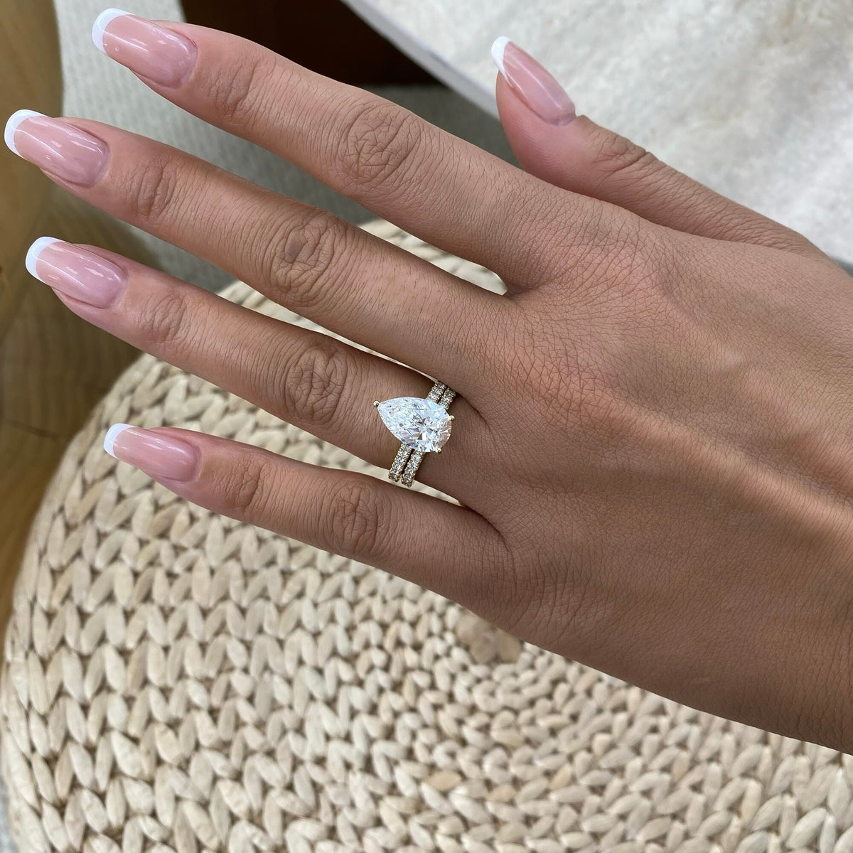 Demi 4.0 Pear Lab-Grown Diamond Bridal Set, Side Stone Engagement Ring