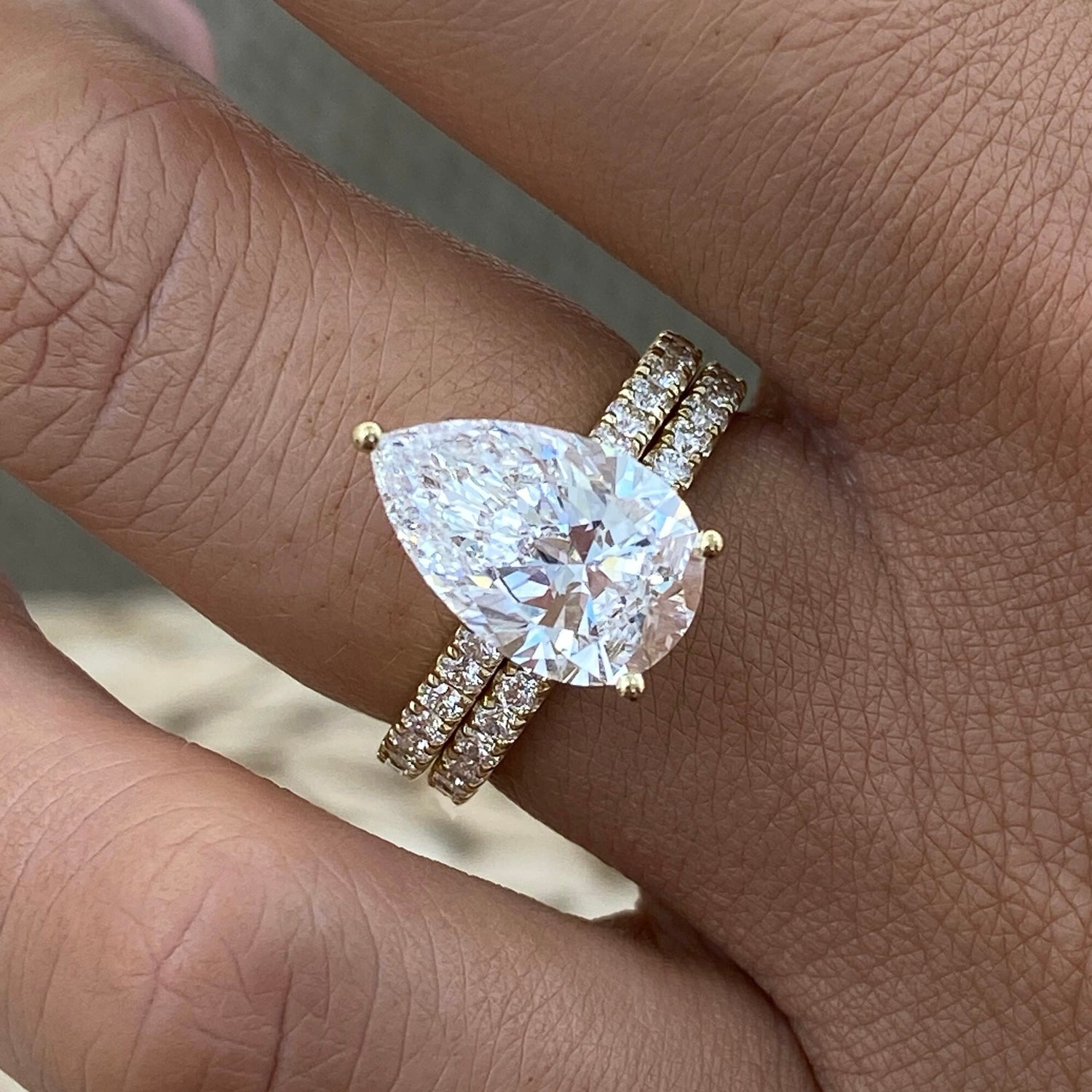 Demi 4.0 Pear Lab-Grown Diamond Bridal Set, Side Stone Engagement Ring