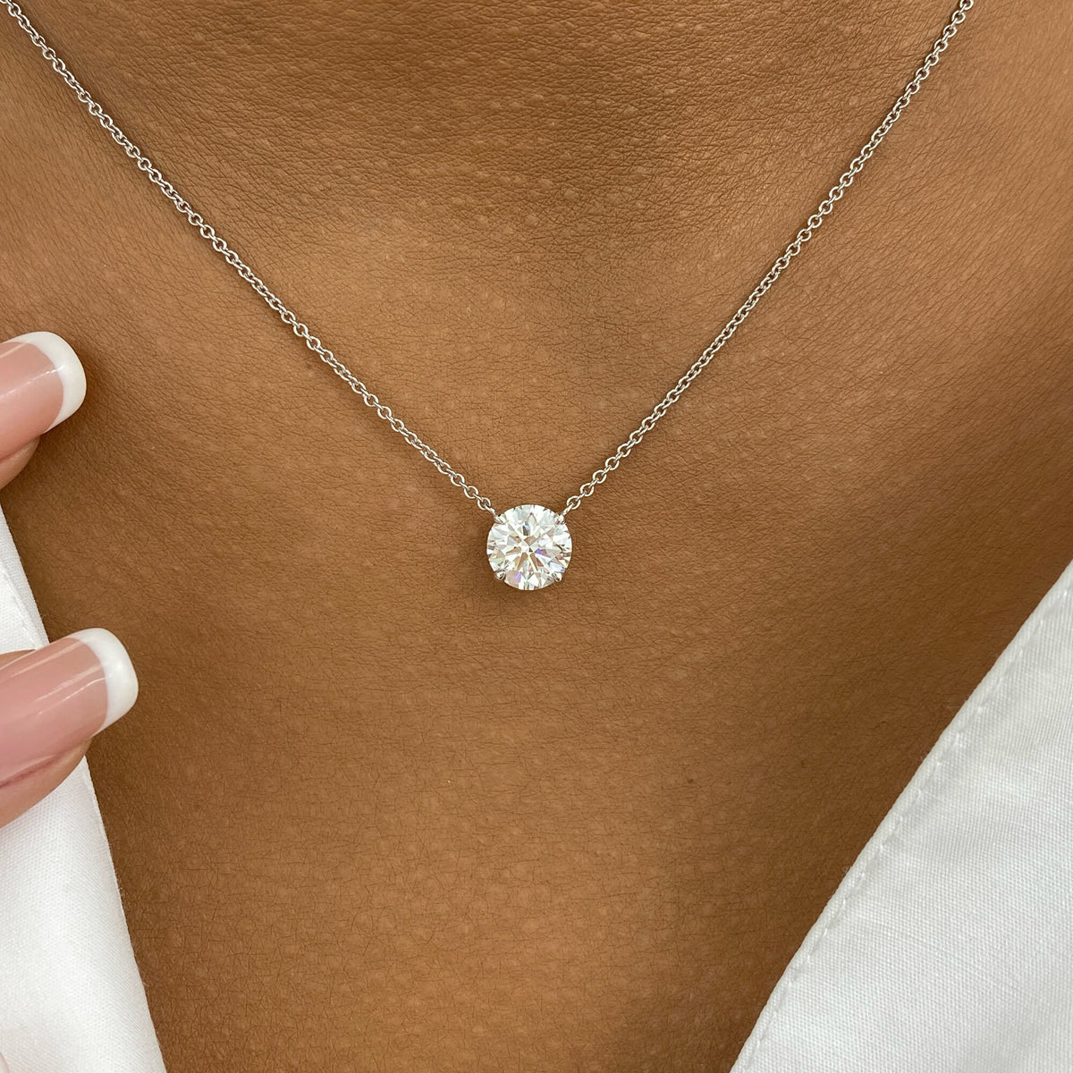 Summer 1.5 Round Lab-Grown Diamond Solitaire, Chain Pendant