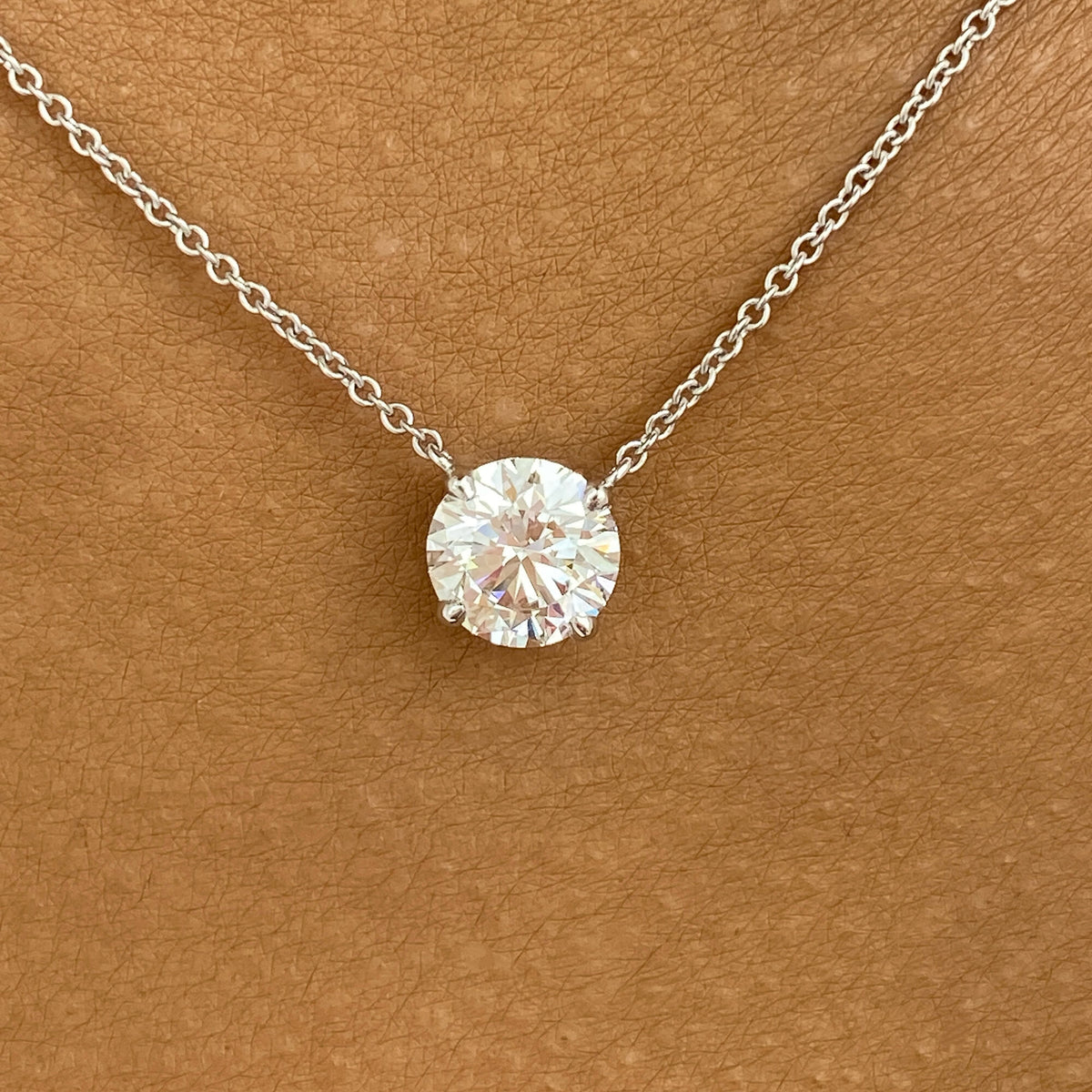 Summer 1.5 Round Lab-Grown Diamond Solitaire, Chain Pendant