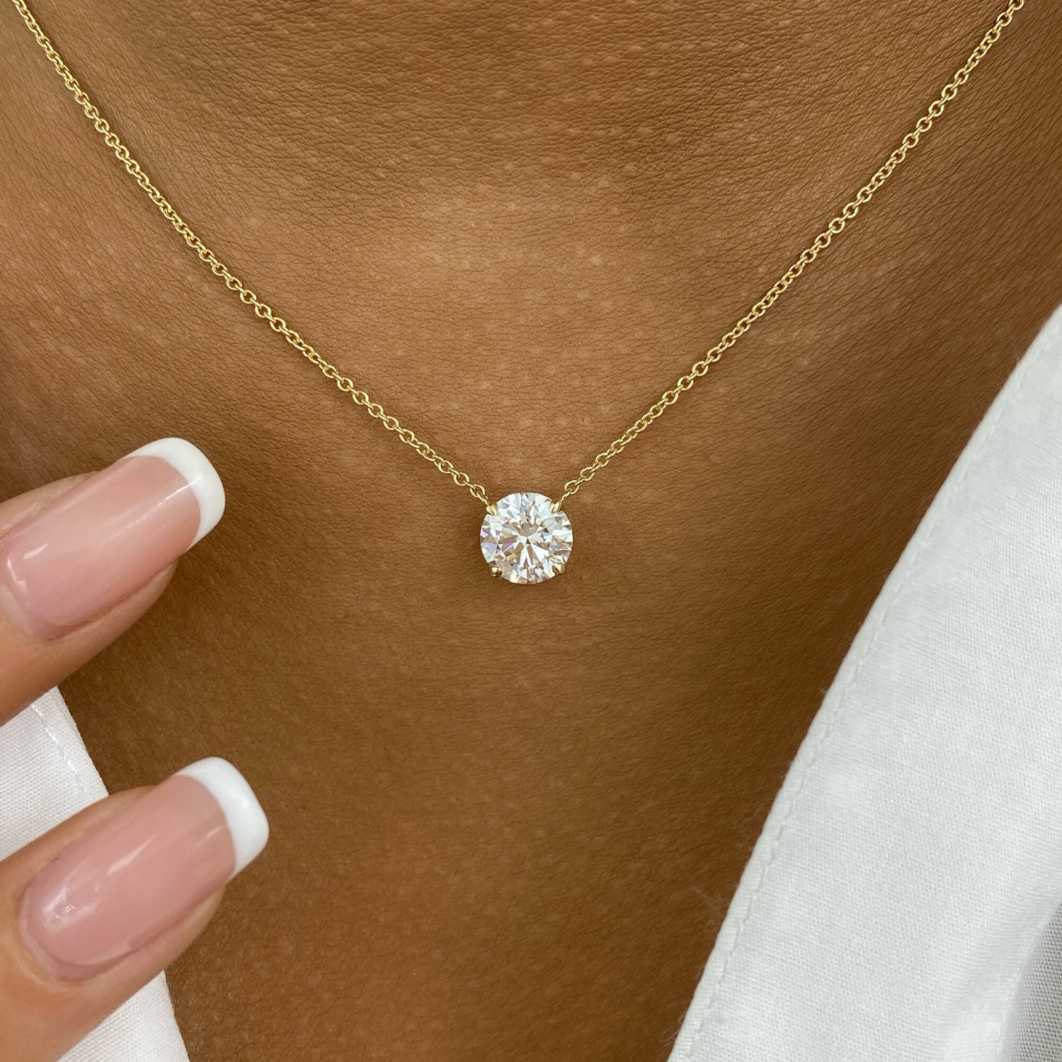 Summer 1.5 Round Lab-Grown Diamond Solitaire, Chain Pendant
