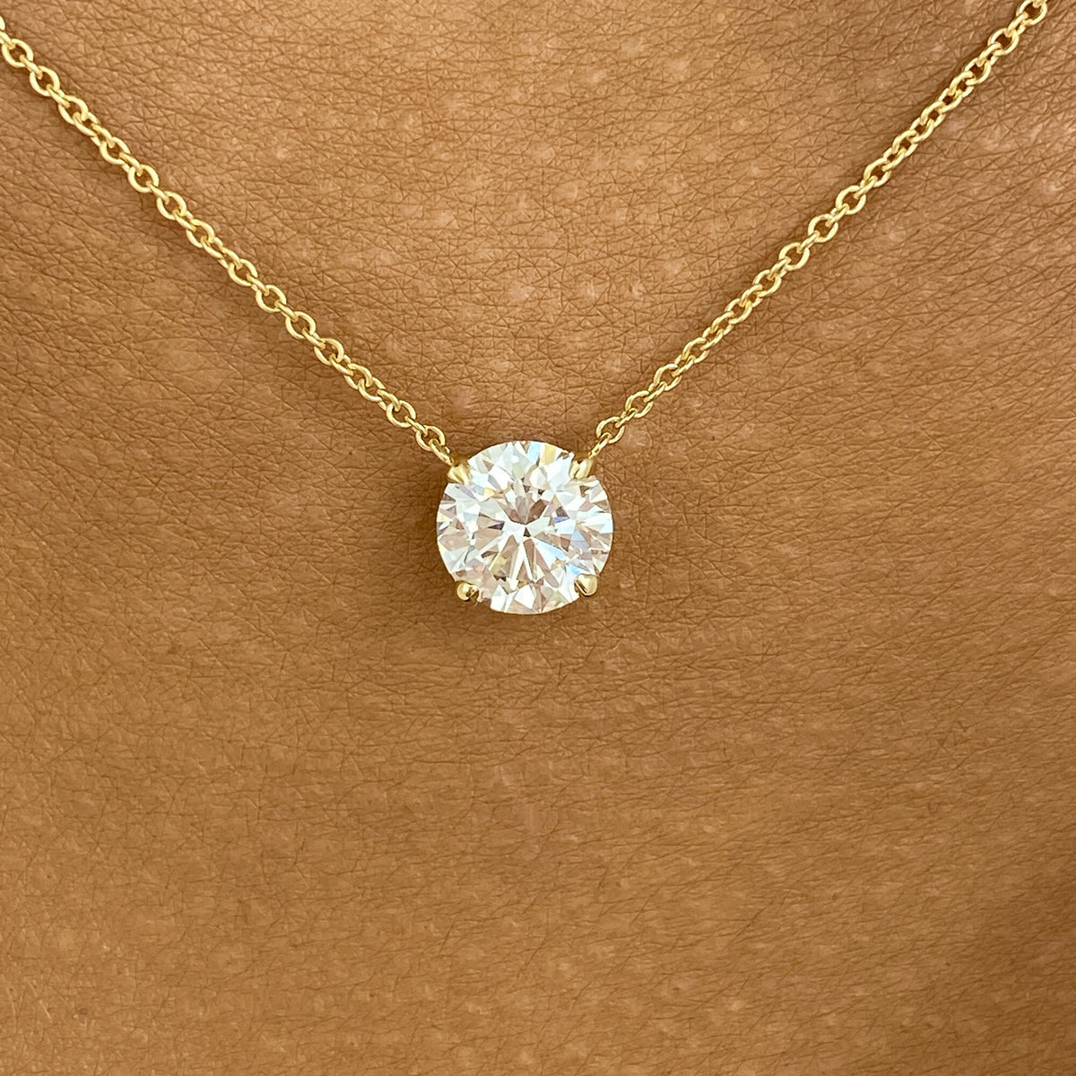 Summer 1.5 Round Lab-Grown Diamond Solitaire, Chain Pendant