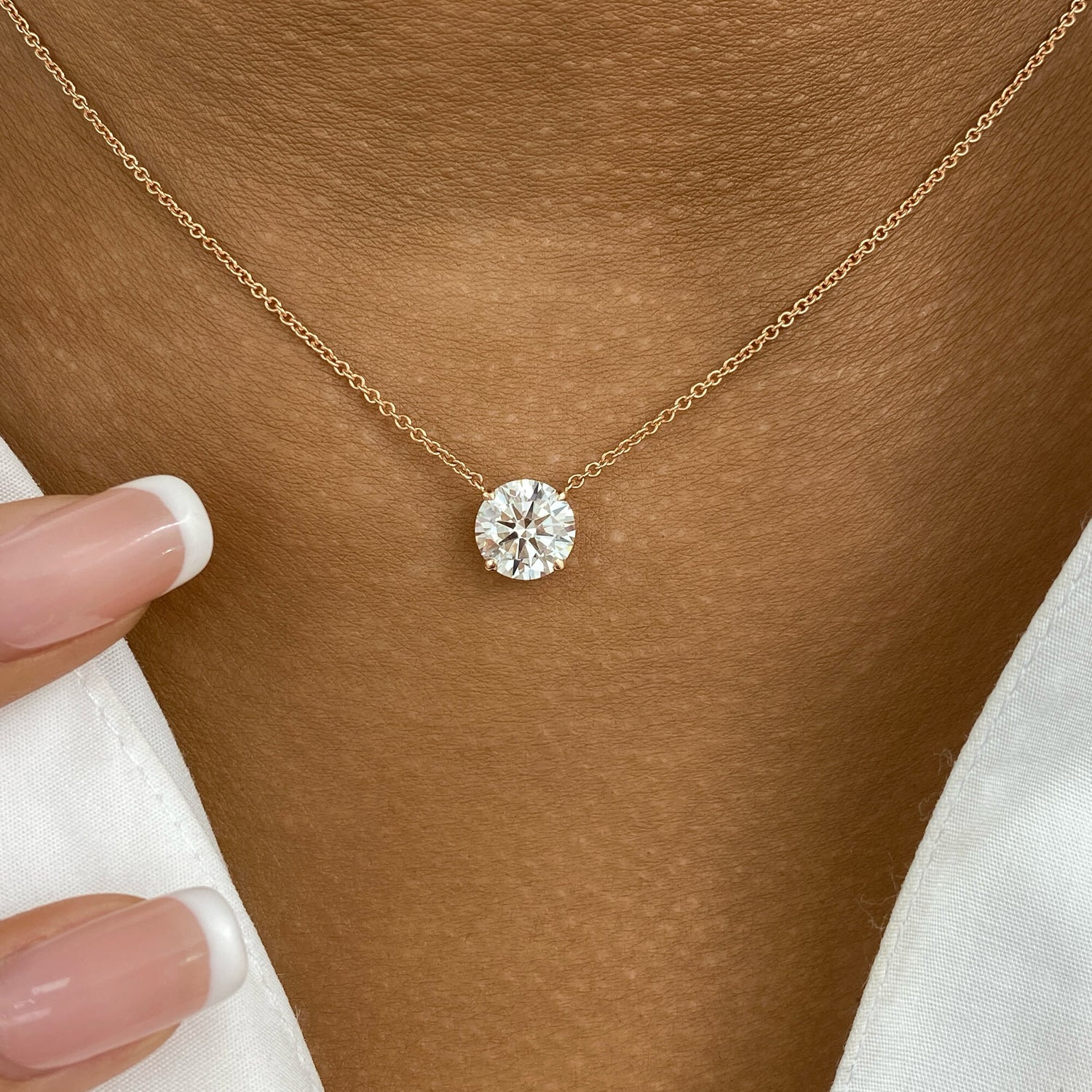 Summer 1.5 Round Lab-Grown Diamond Solitaire,Chain Pendant