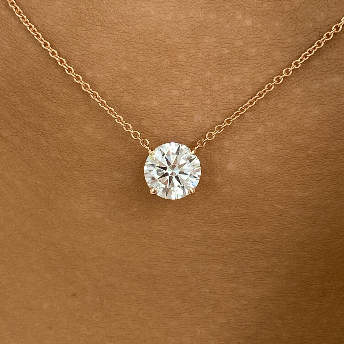 Summer 1.5 Round Lab-Grown Diamond Solitaire,Chain Pendant