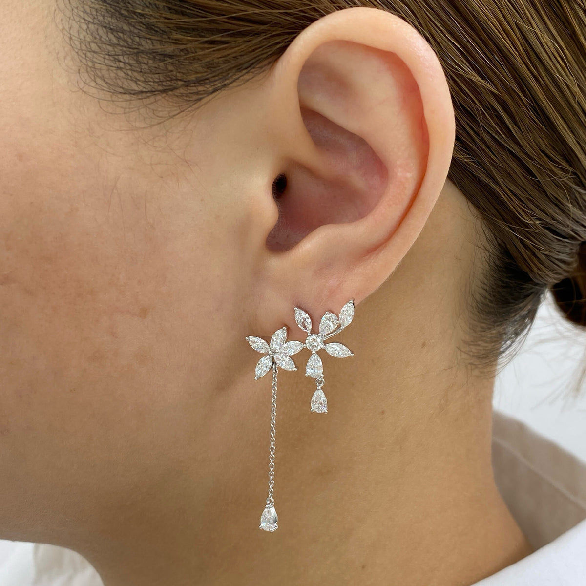 Victoria 3.3 Lab-Grown Diamond Chain, Bouquet Earrings