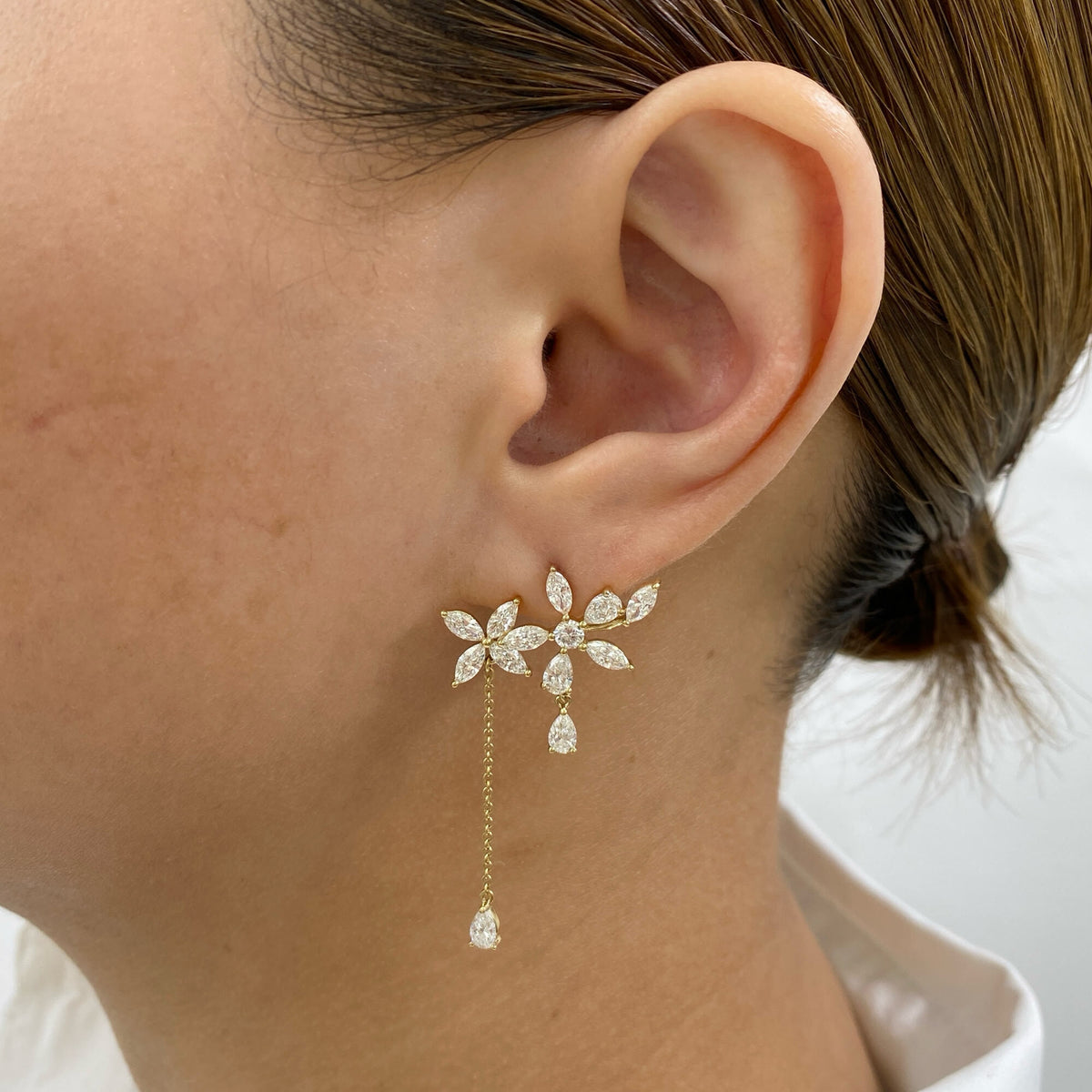 Victoria 3.3 Lab-Grown Diamond Chain, Bouquet Earrings