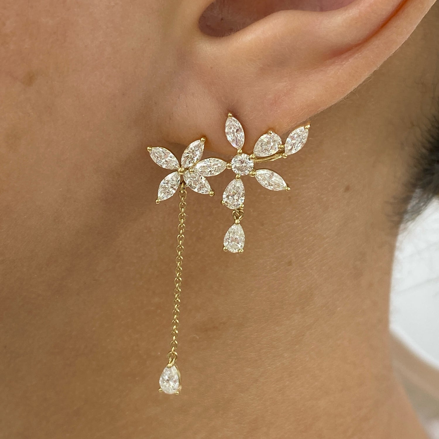 Victoria 3.3 Lab-Grown Diamond Chain, Bouquet Earrings