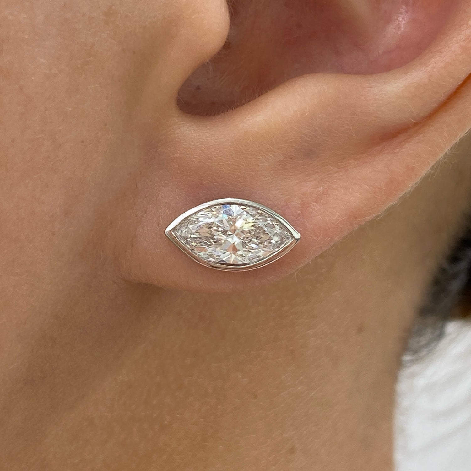 Madison 2.0 Marquise Lab-Grown Diamond Studs, Bezel Earrings