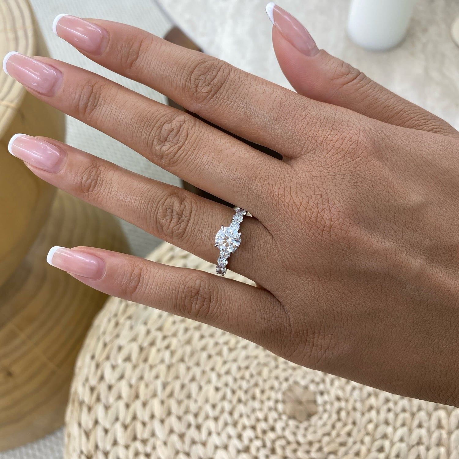 Abigail 2.2 Round Lab-Grown Diamond Side Stone Engagement Ring