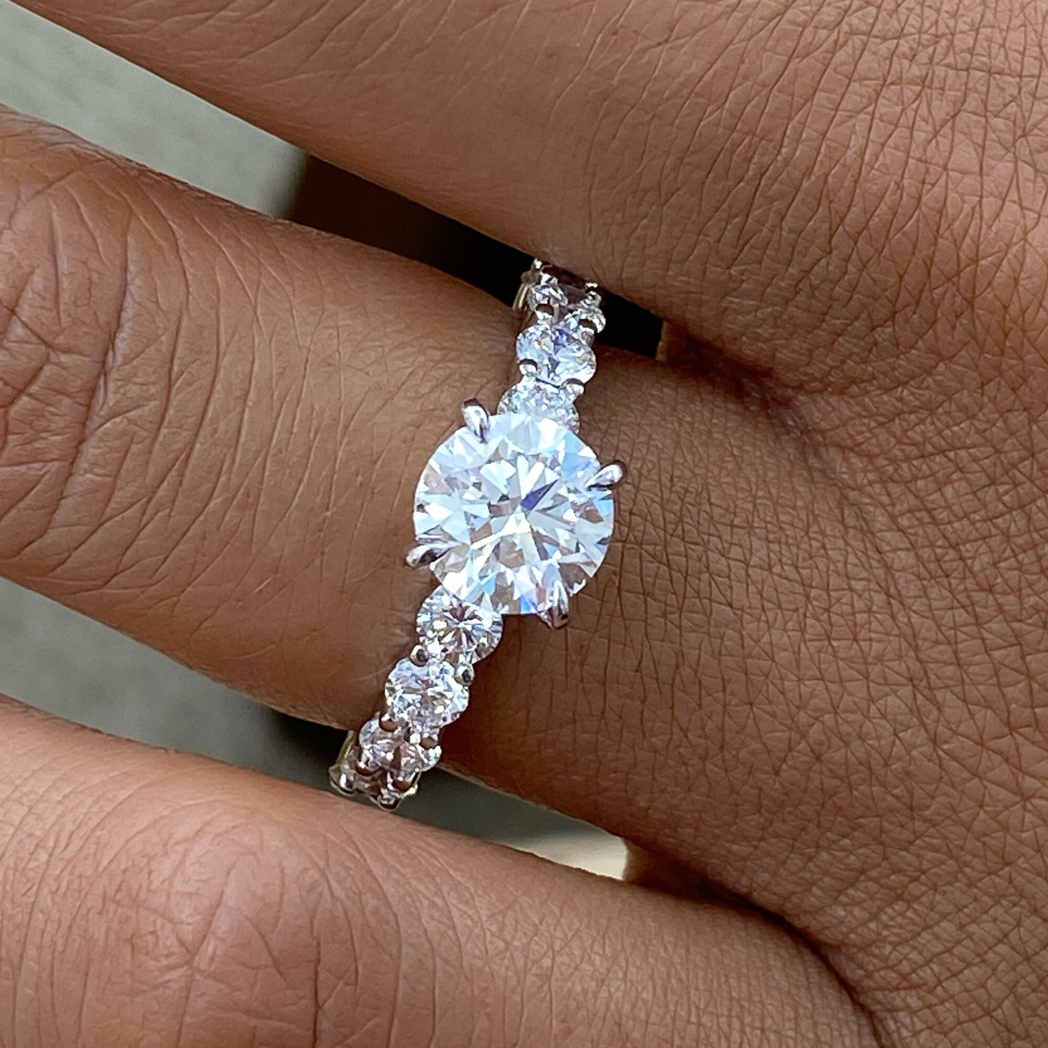 Abigail 2.2 Round Lab-Grown Diamond Side Stone Engagement Ring