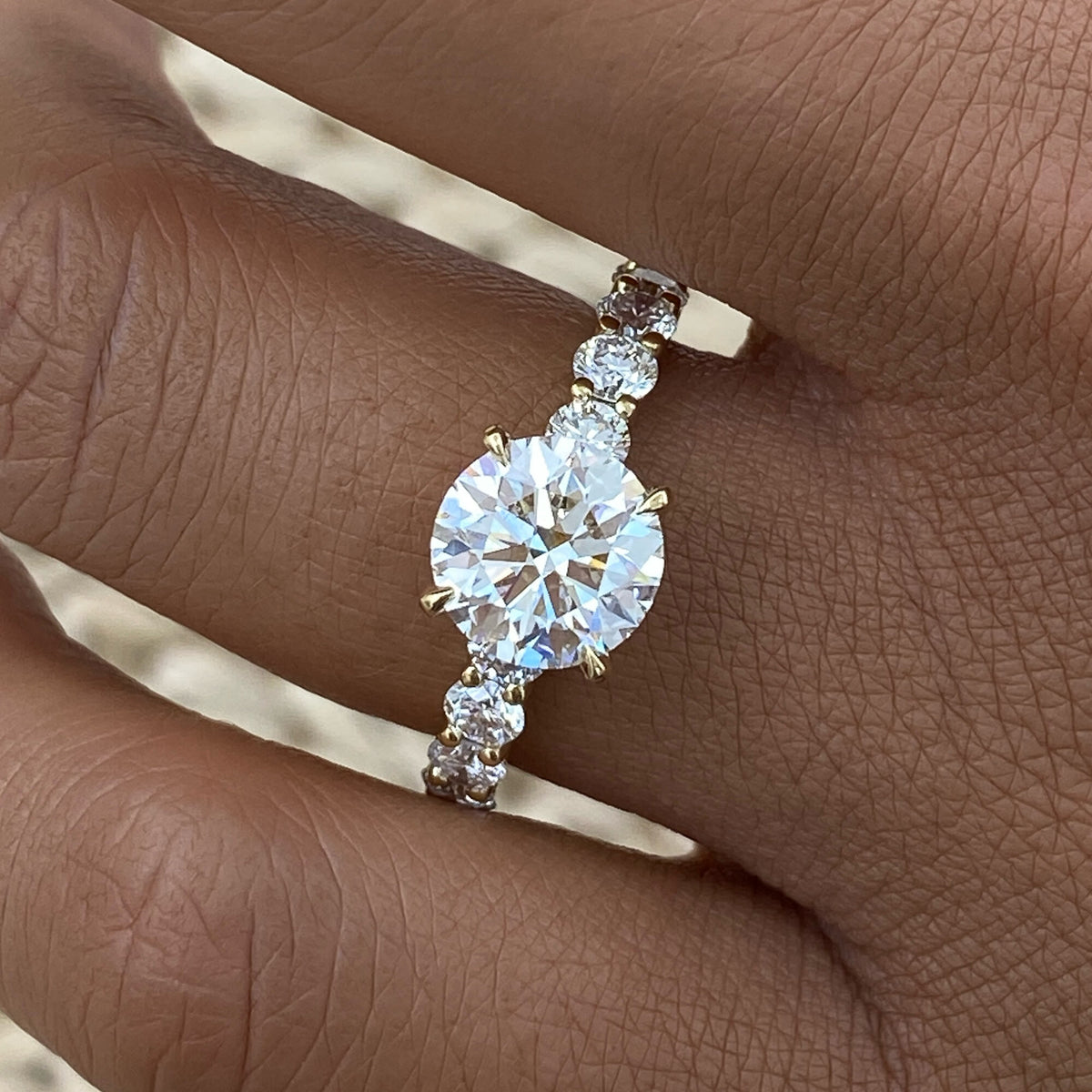 Abigail 3.2 Round Lab-Grown Diamond Side Stone Engagement Ring