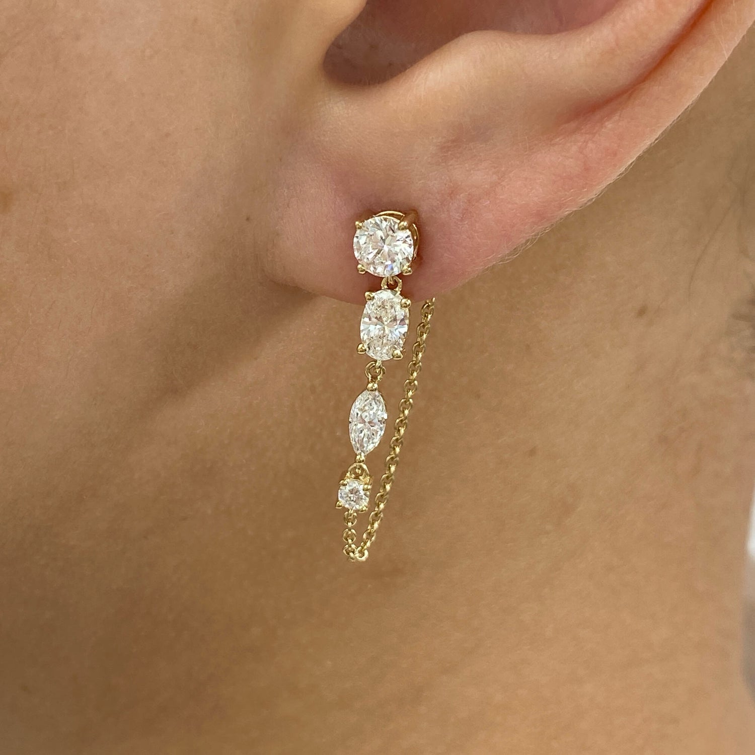Alison 1.8 Lab-Grown Diamond Chain, Drop Earrings
