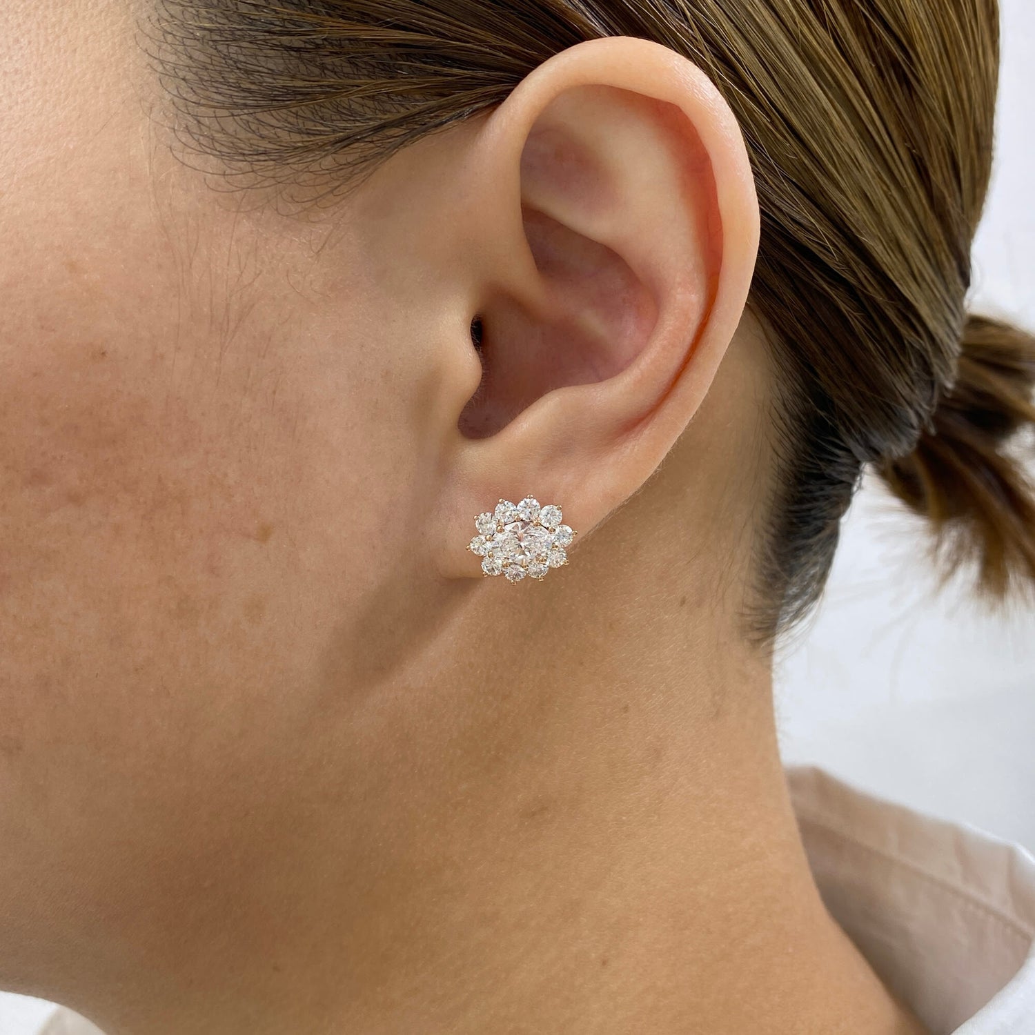 Julia 2.7 Oval Lab-Grown Diamond Studs, Halo Earrings