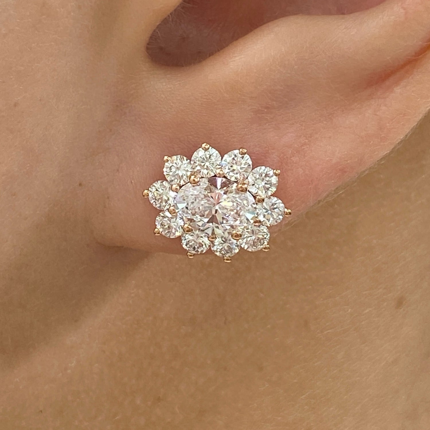 Julia 2.7 Oval Lab-Grown Diamond Studs, Halo Earrings