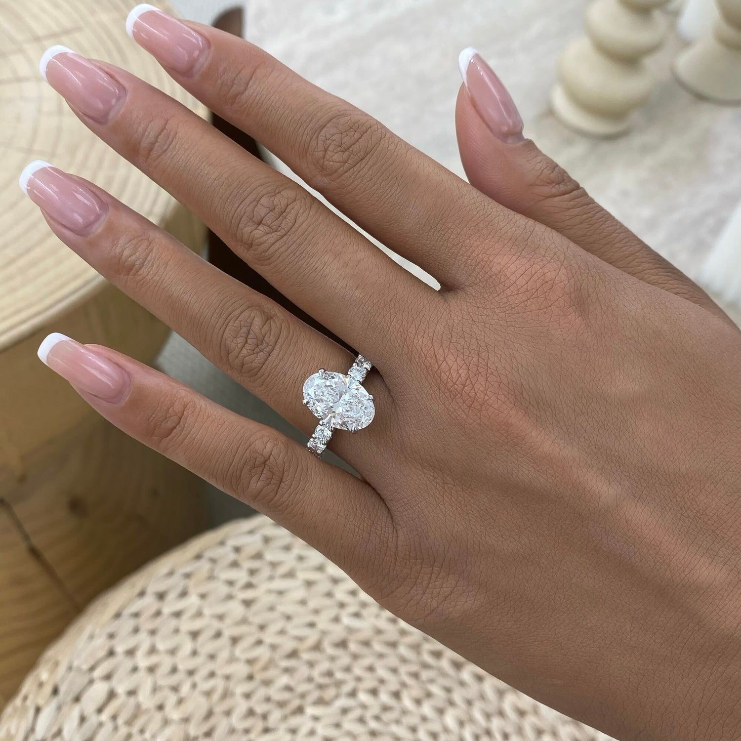 Abigail 5.7 Oval Lab-Grown Diamond Side Stone Engagement Ring