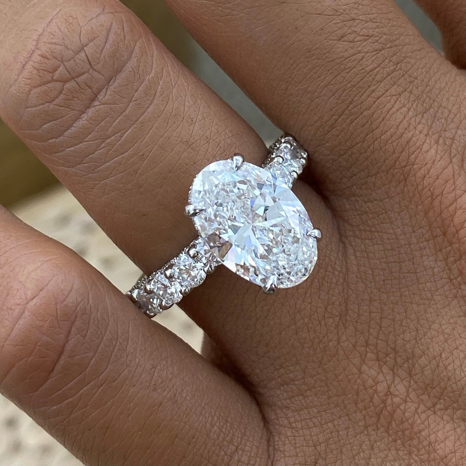 Abigail 5.7 Oval Lab-Grown Diamond Side Stone Engagement Ring