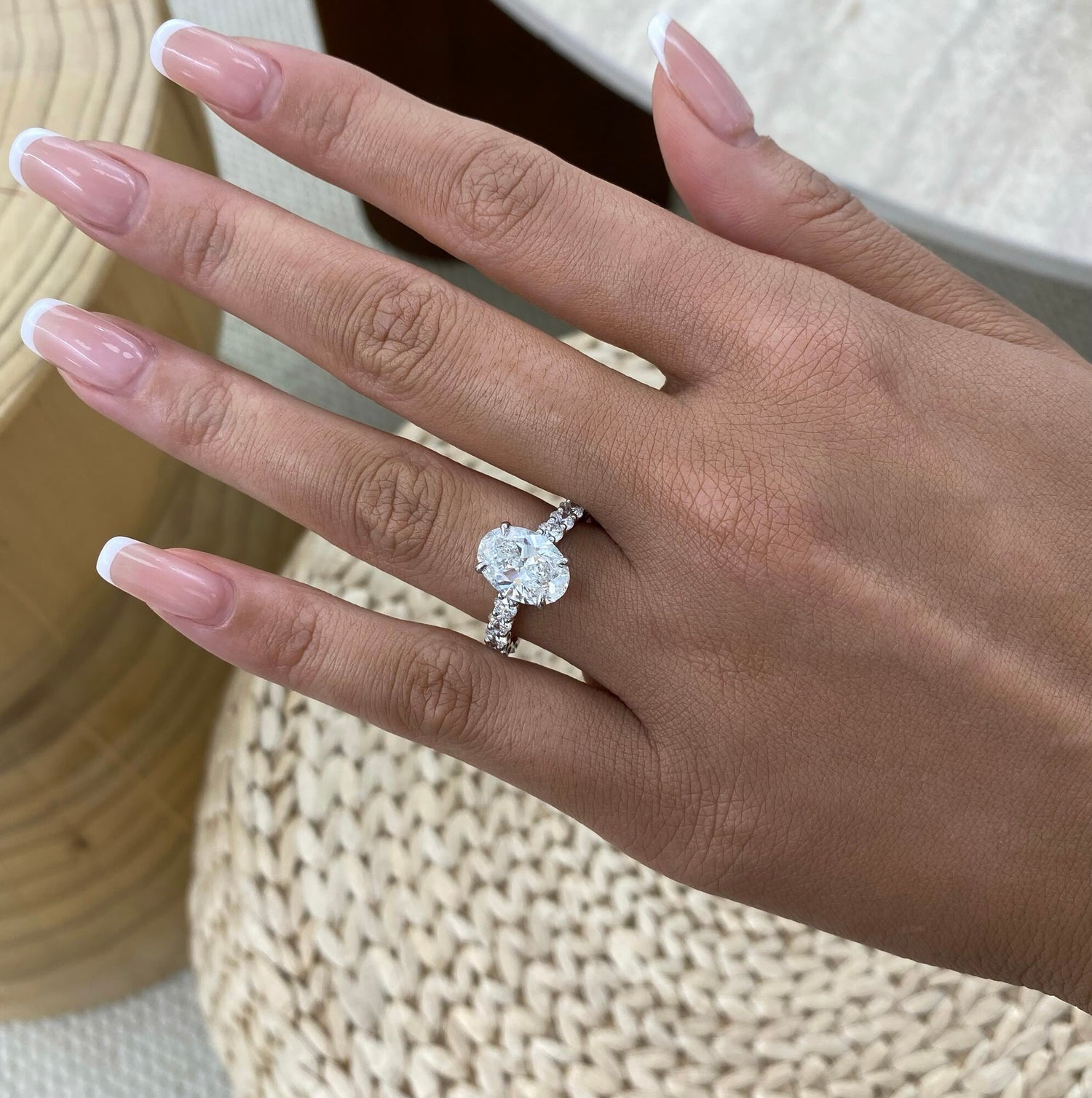 Abigail 4.7 Oval Lab-Grown Diamond Side Stone Engagement Ring