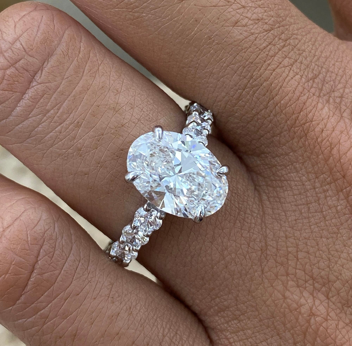 Abigail 4.7 Oval Lab-Grown Diamond Side Stone Engagement Ring