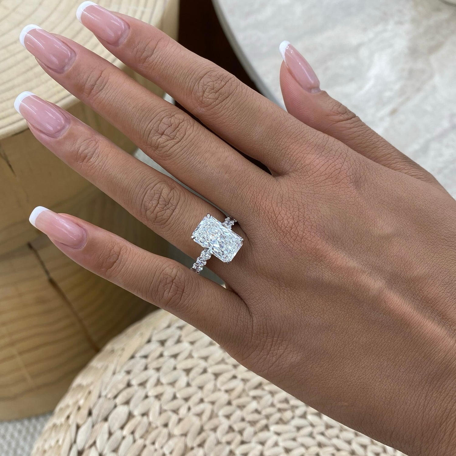 Abigail 7.8 Radiant Lab-Grown Diamond Side Stone Engagement Ring