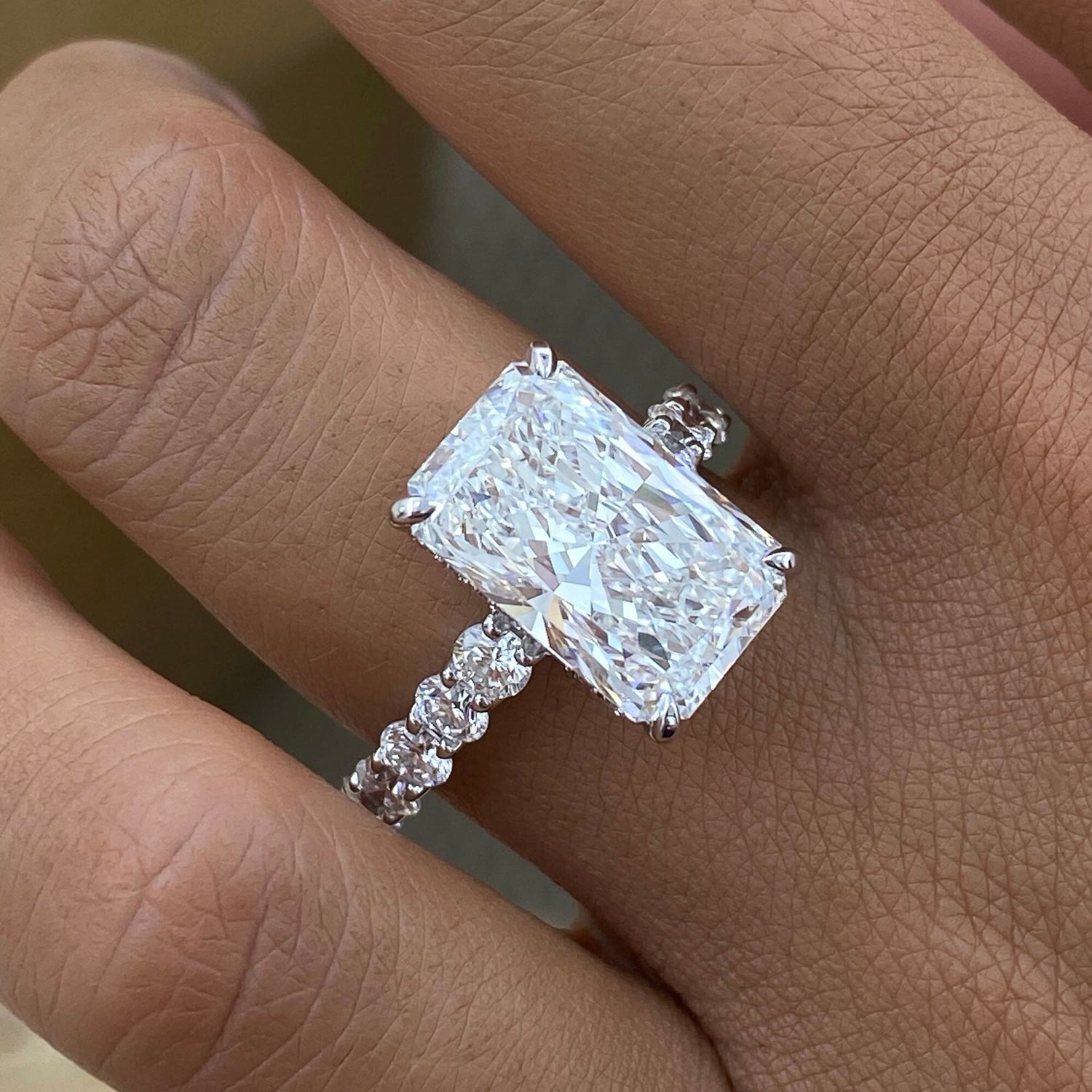 Abigail 7.8 Radiant Lab-Grown Diamond Side Stone Engagement Ring