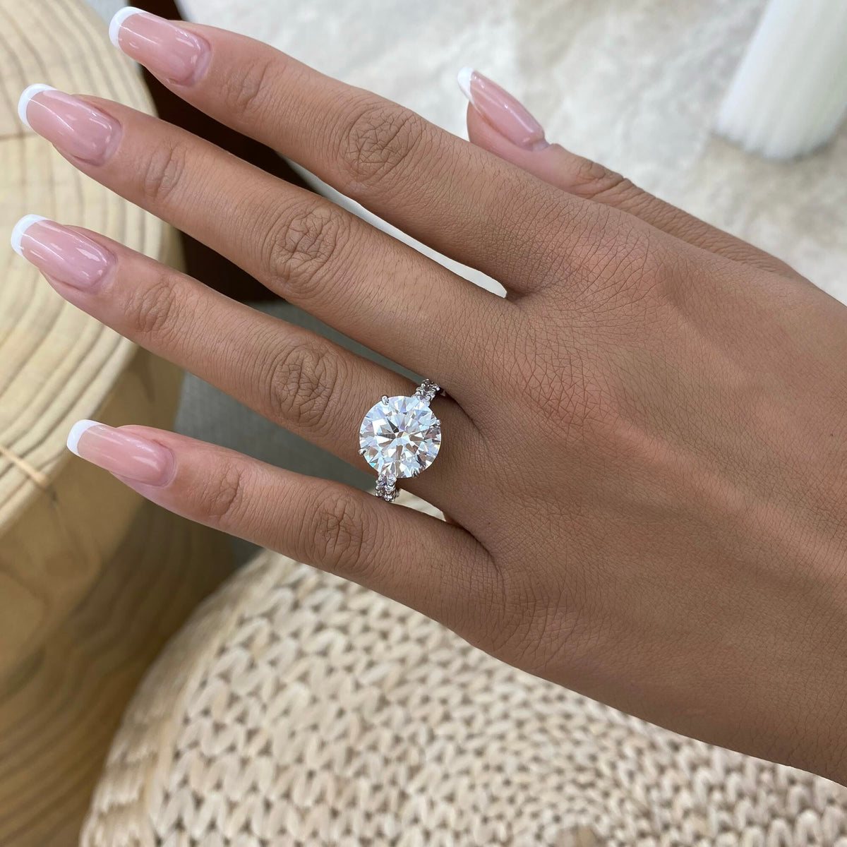 Abigail 8.8 Round Lab-Grown Diamond Side Stone Engagement Ring