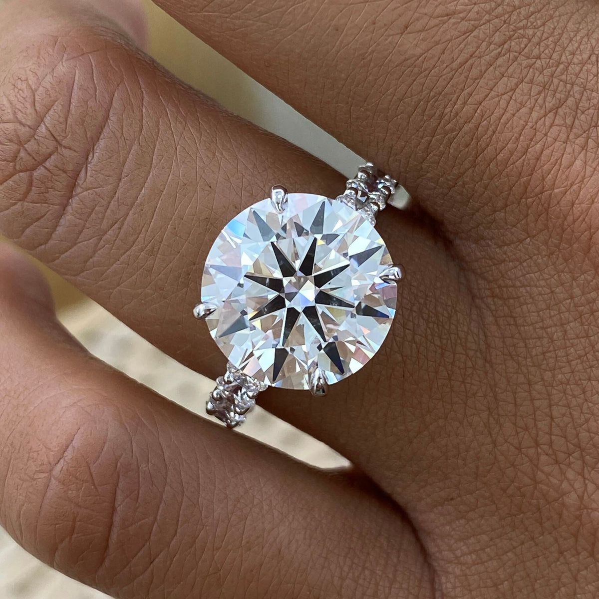 Abigail 8.8 Round Lab-Grown Diamond Side Stone Engagement Ring