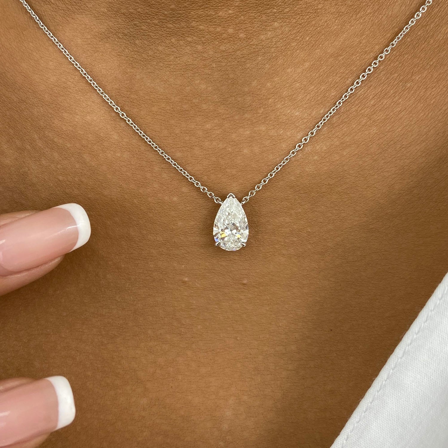 Summer 1.5 Pear Lab-Grown Diamond Solitaire, Chain Pendant