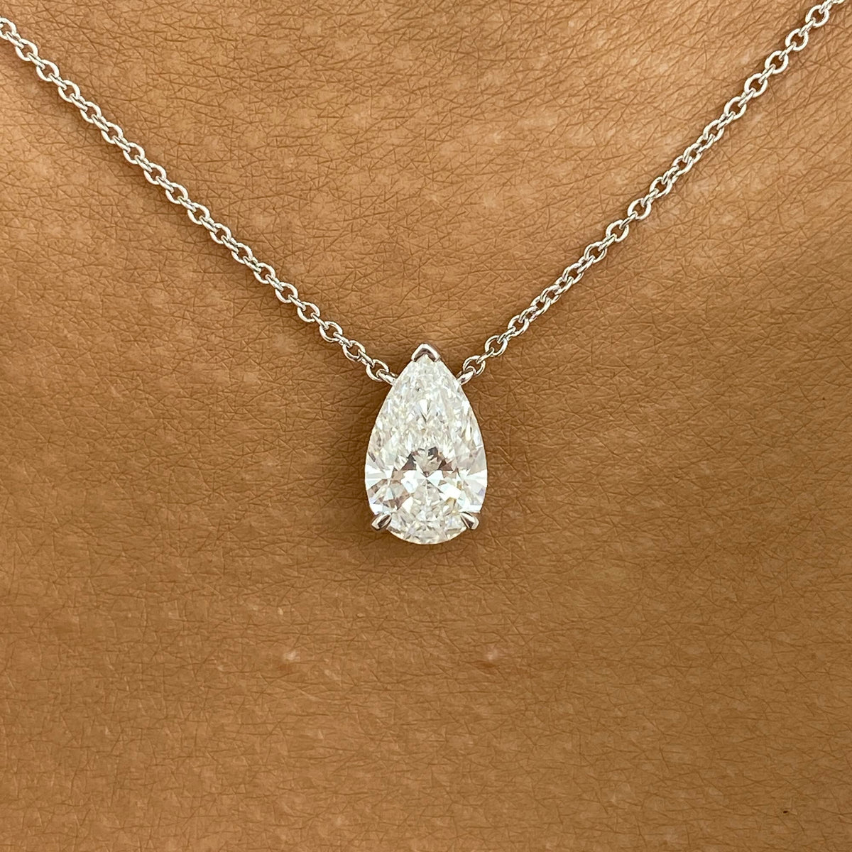Summer 1.5 Pear Lab-Grown Diamond Solitaire, Chain Pendant
