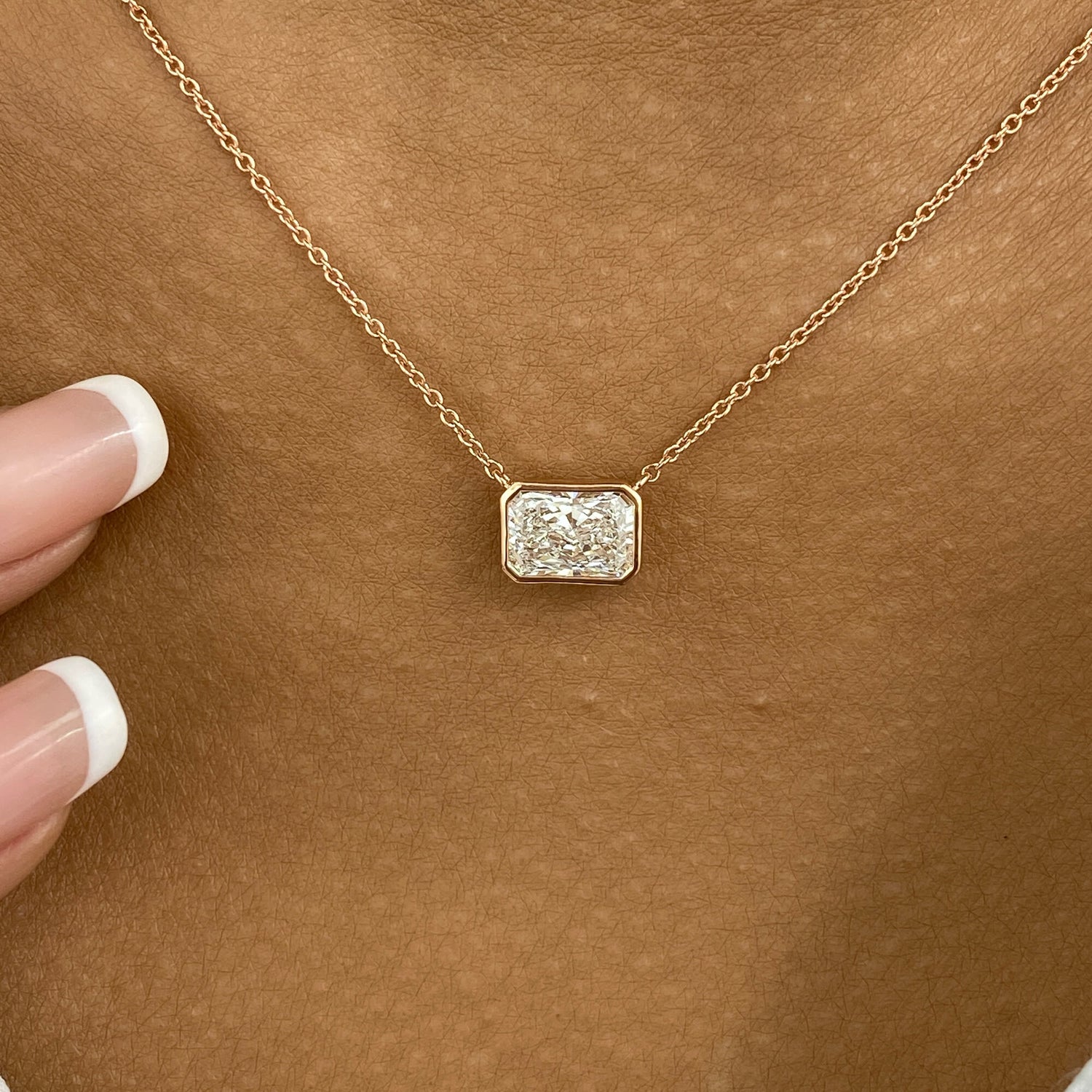 Karen 1.5 Radiant Lab-Grown Diamond Solitaire, Bezel Pendant