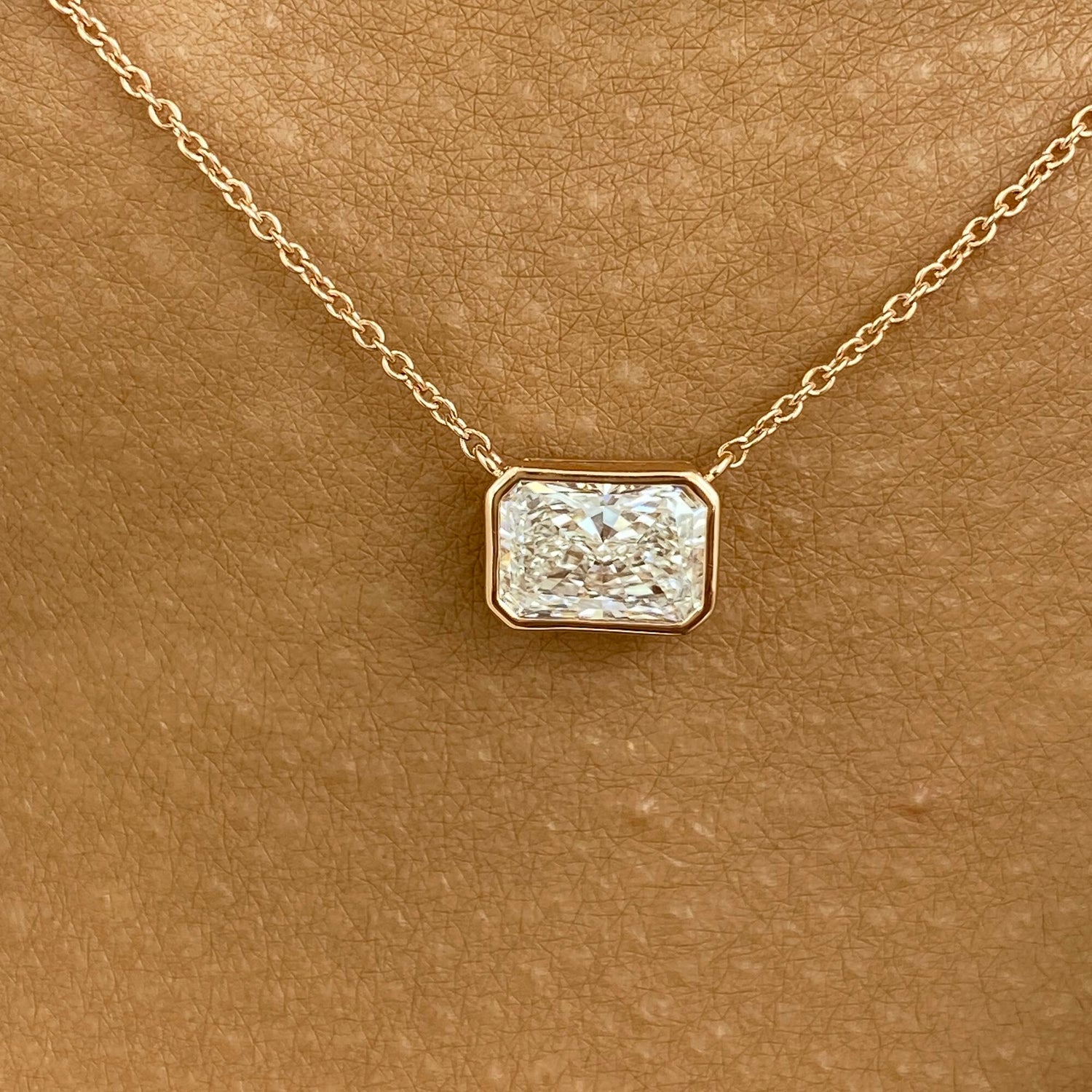 Karen 1.5 Radiant Lab-Grown Diamond Solitaire, Bezel Pendant