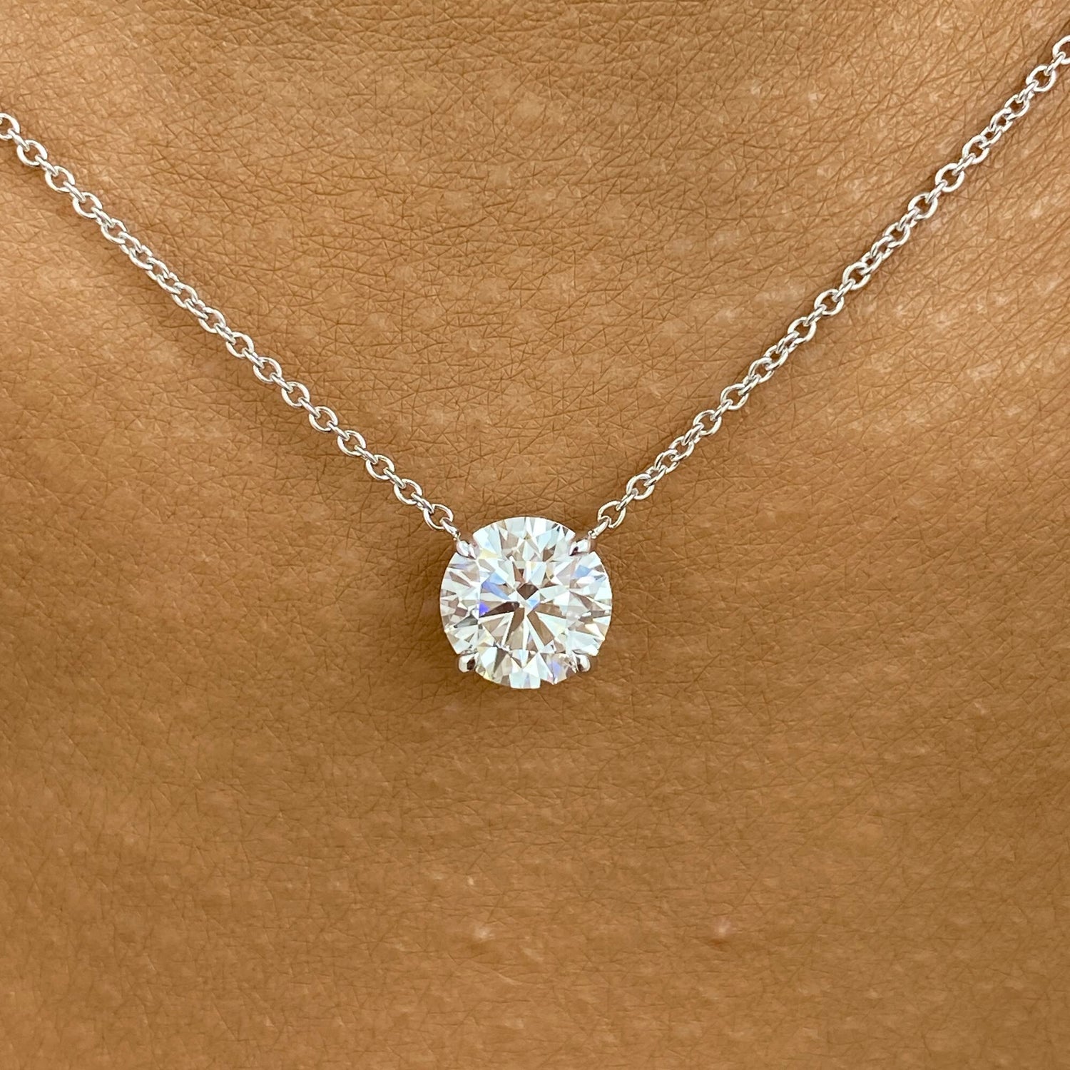 Summer 1.5 Round Lab-Grown Diamond Solitaire, Chain Pendant