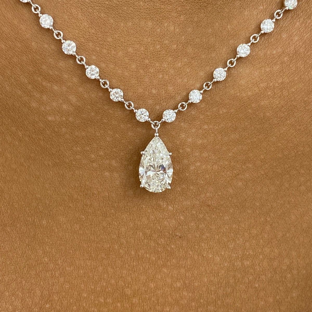 Priscilla 7.4 Pear Lab-Grown Diamond Solitaire, Chain Necklace