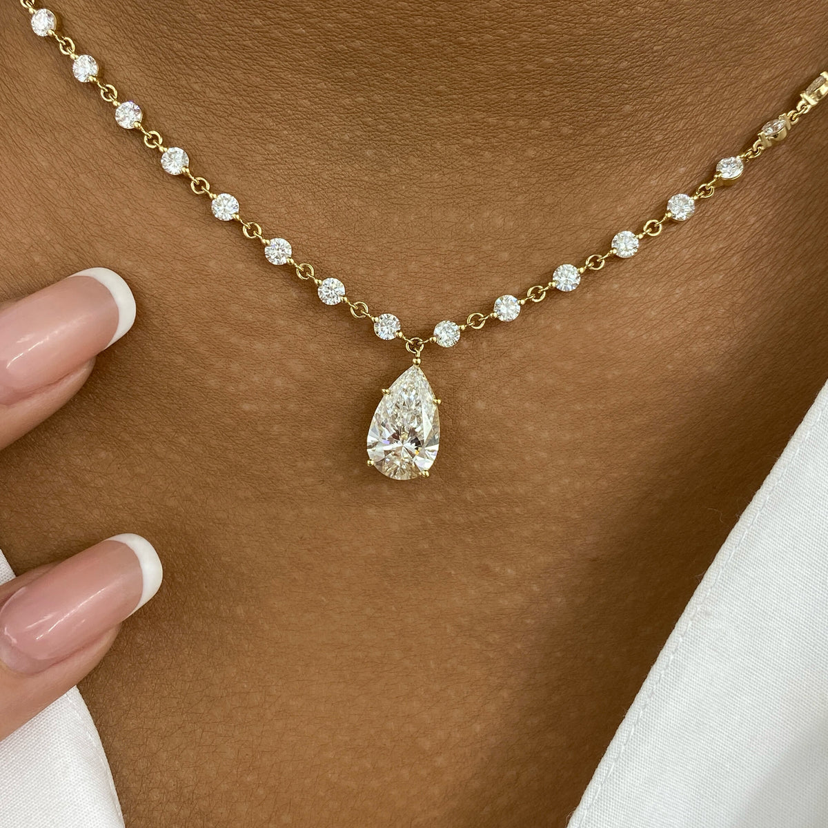 Priscilla 7.4 Pear Lab-Grown Diamond Solitaire, Chain Necklace