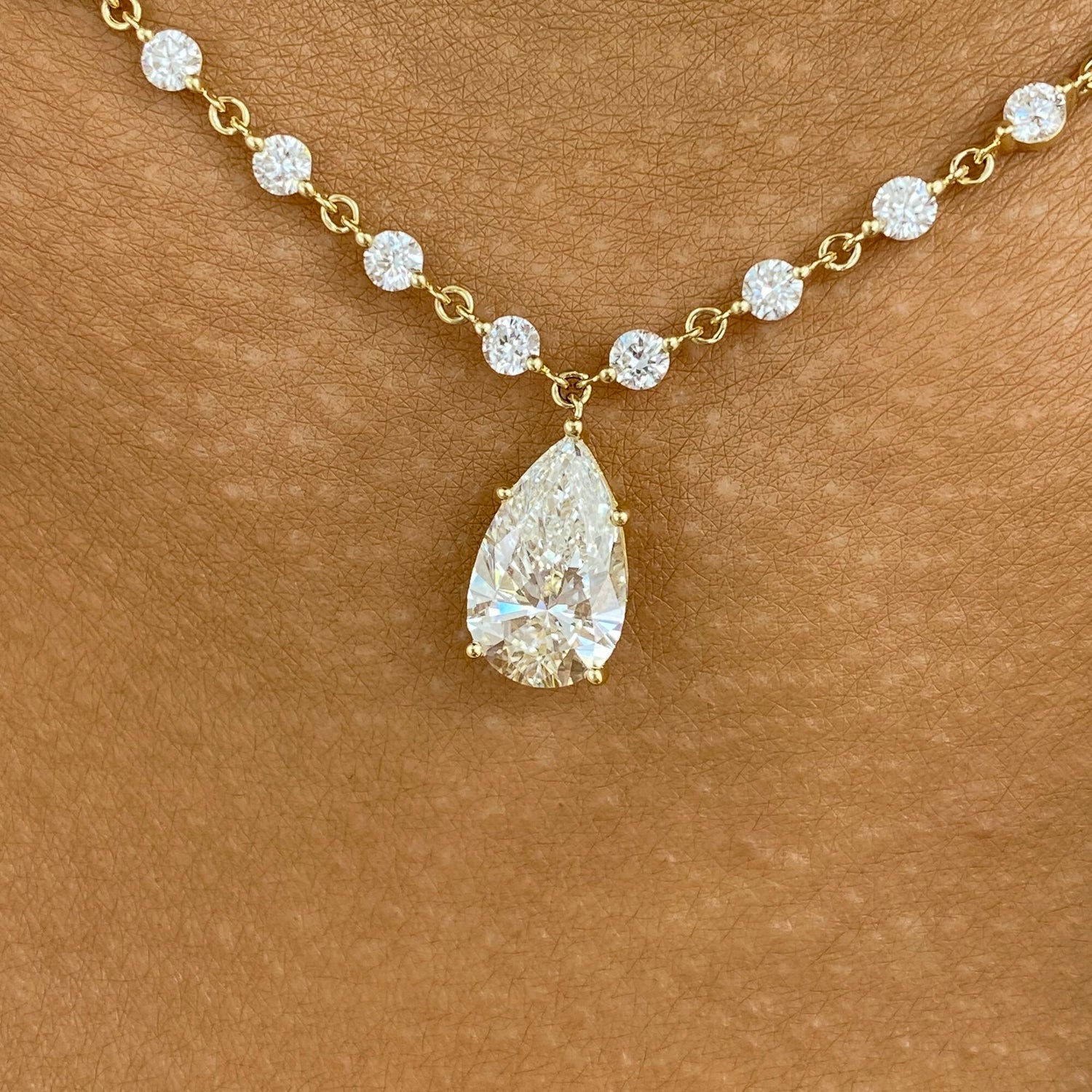 Priscilla 7.4 Pear Lab-Grown Diamond Solitaire, Chain Necklace