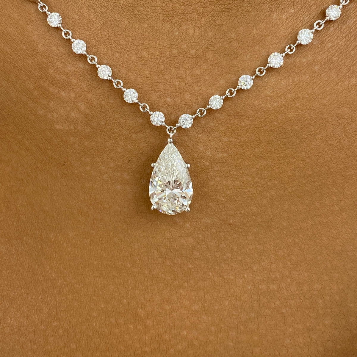 Priscilla 8.9 Pear Lab-Grown Diamond Solitaire,Chain Necklace