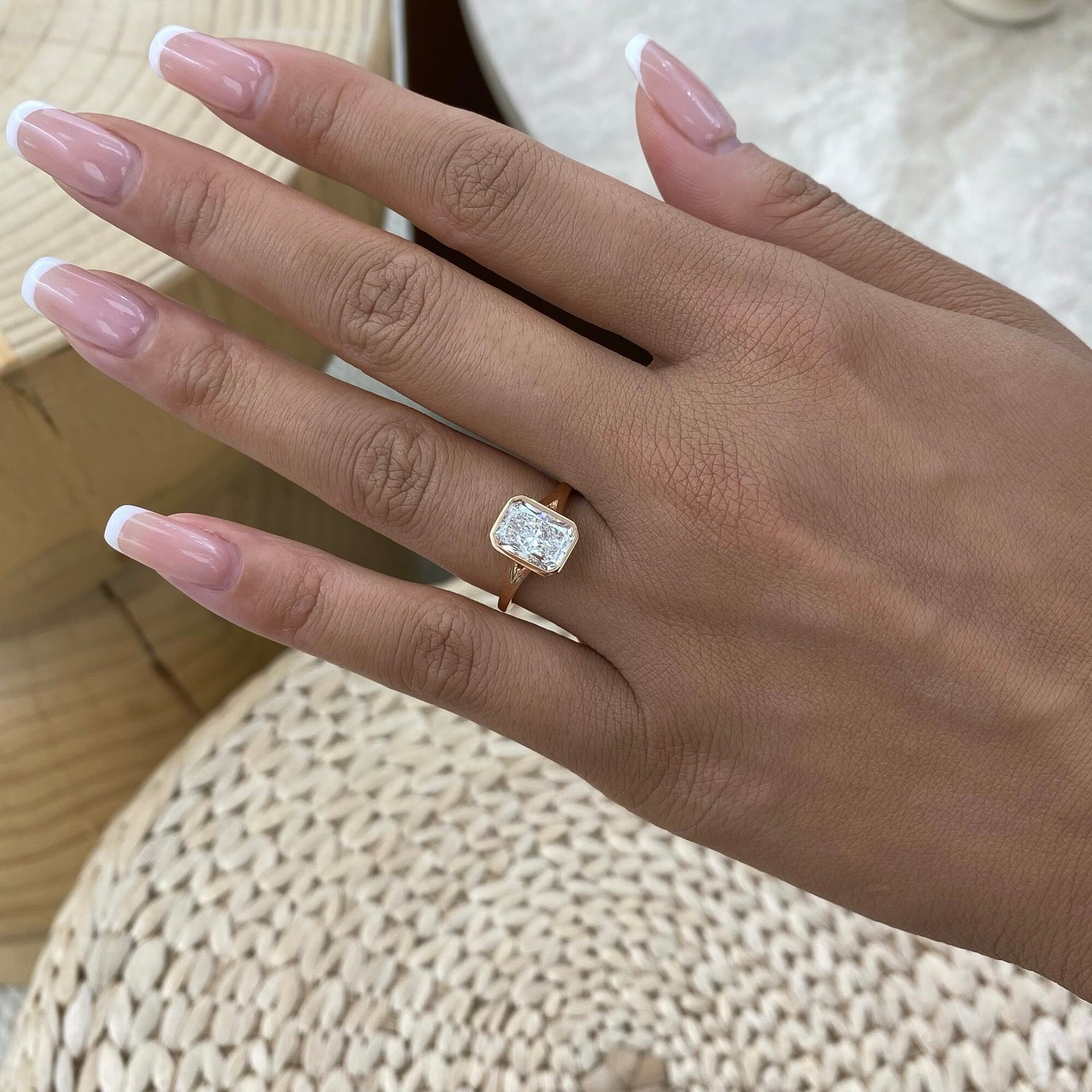Lucy 2.0 Radiant Lab-Grown Diamond Solitaire, Bezel Engagement Ring