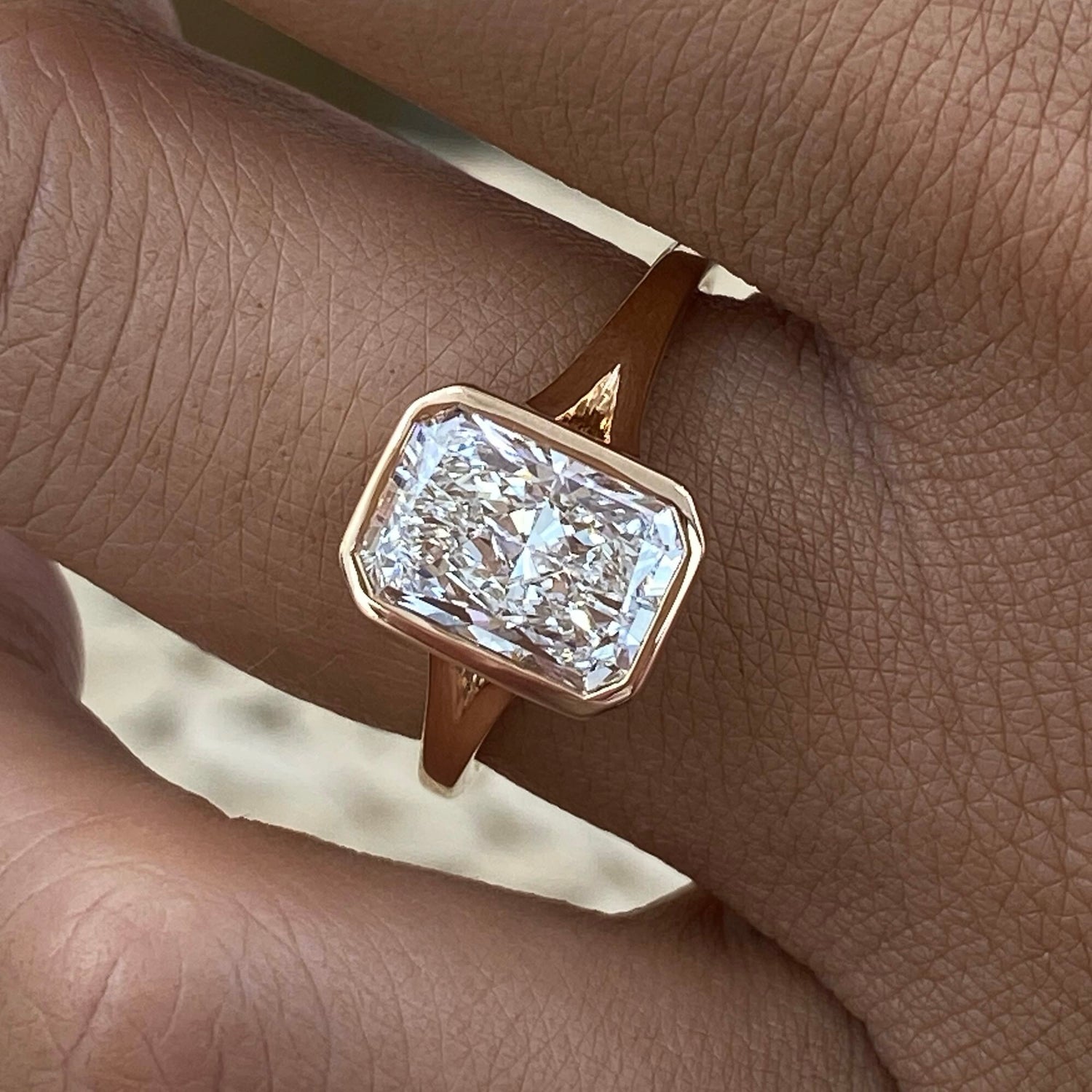 Lucy 2.0 Radiant Lab-Grown Diamond Solitaire, Bezel Engagement Ring