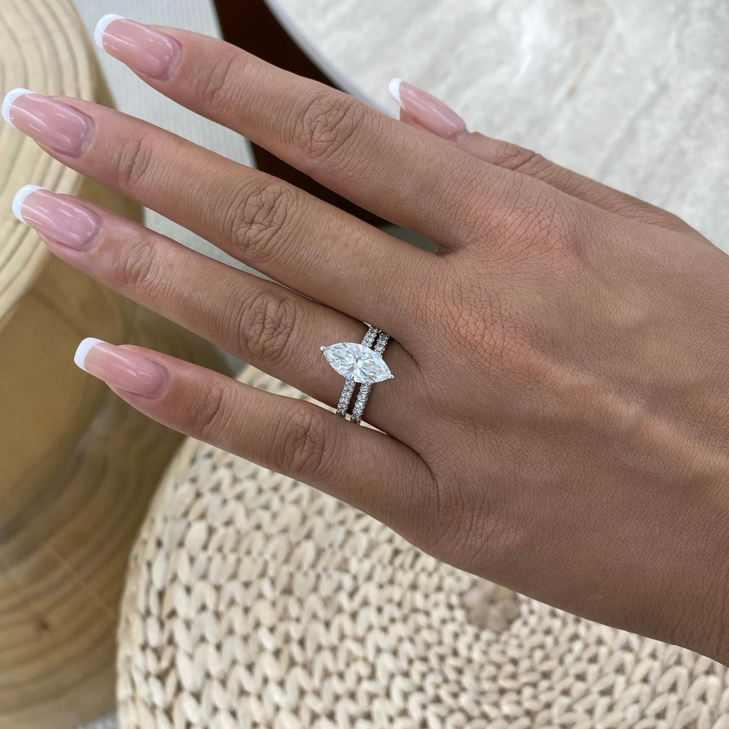 Molly 2.8 Pear Lab-Grown Diamond Bridal Set, Side Stone Engagement Ring