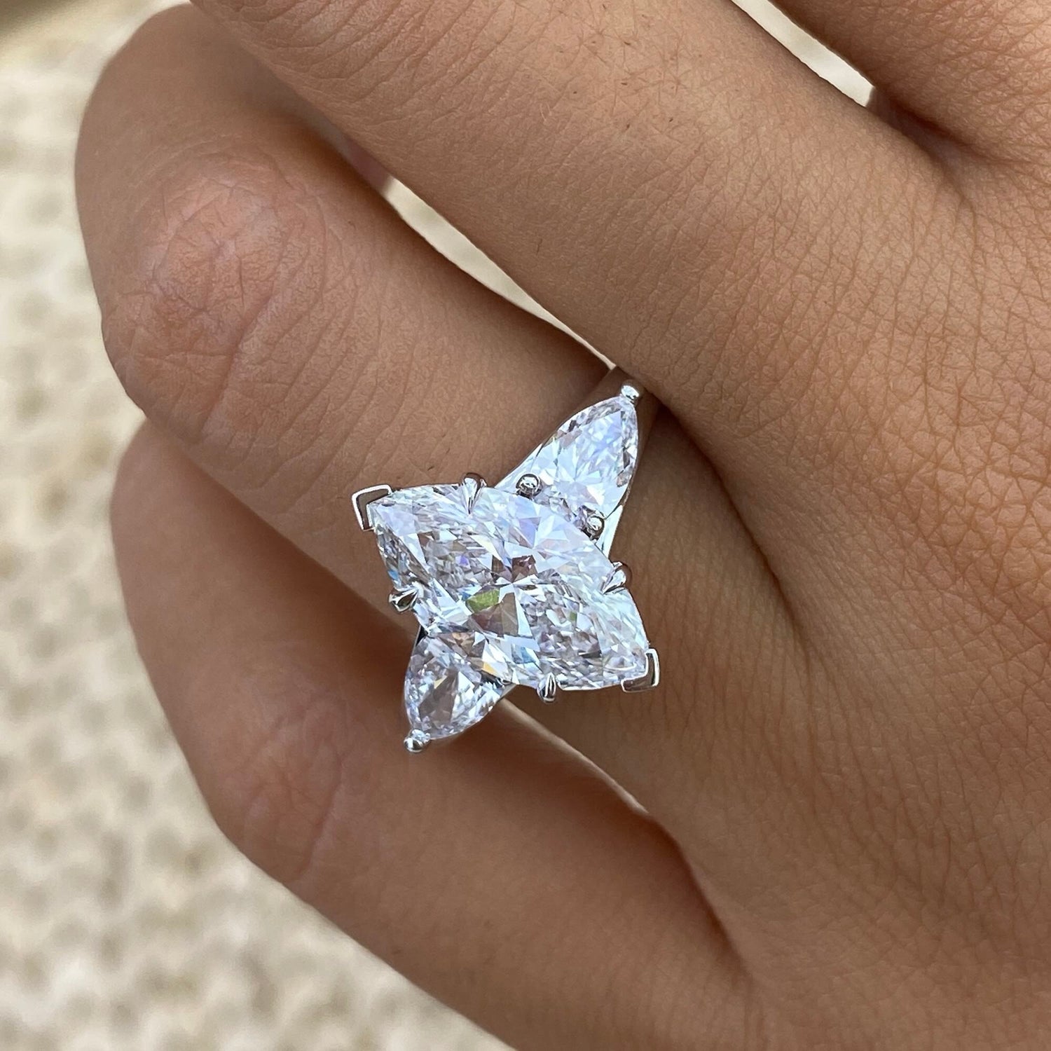 Amanda 3.5 Marquise Lab-Grown Diamond Three Stone Engagement Ring
