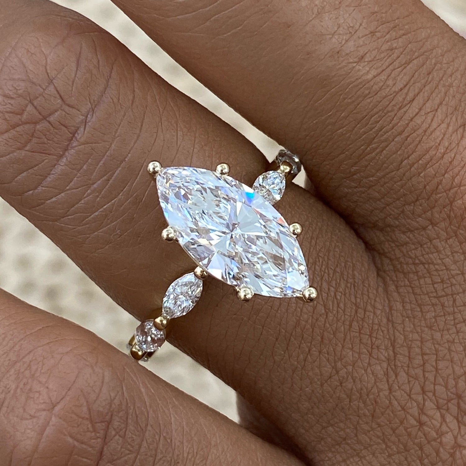 Anna 3.2 Marquise Lab-Grown Diamond Side Stone, Special Engagement Ring