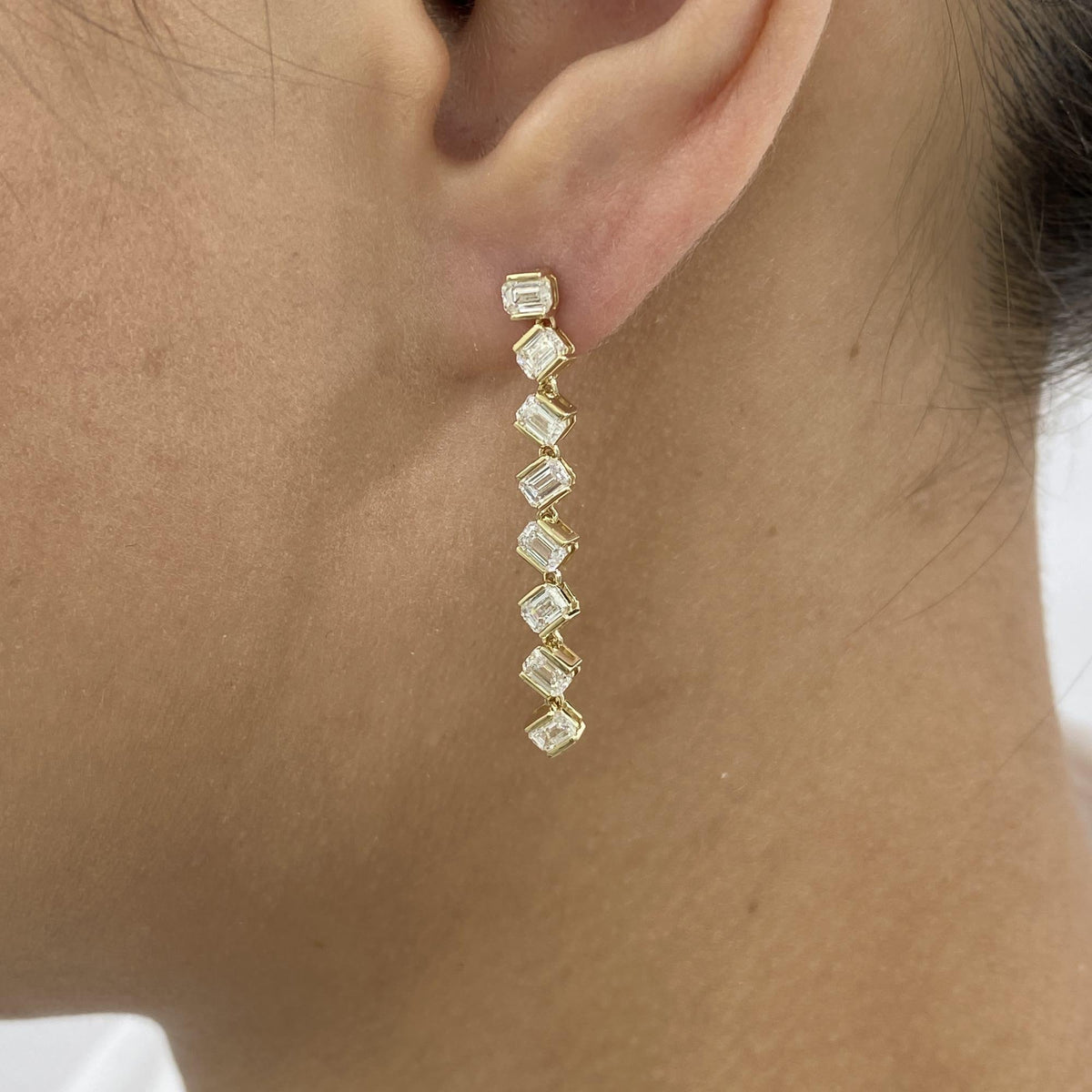 Shannon 2.4 Emerald Lab-Grown Diamond Drop, Chain Earrings