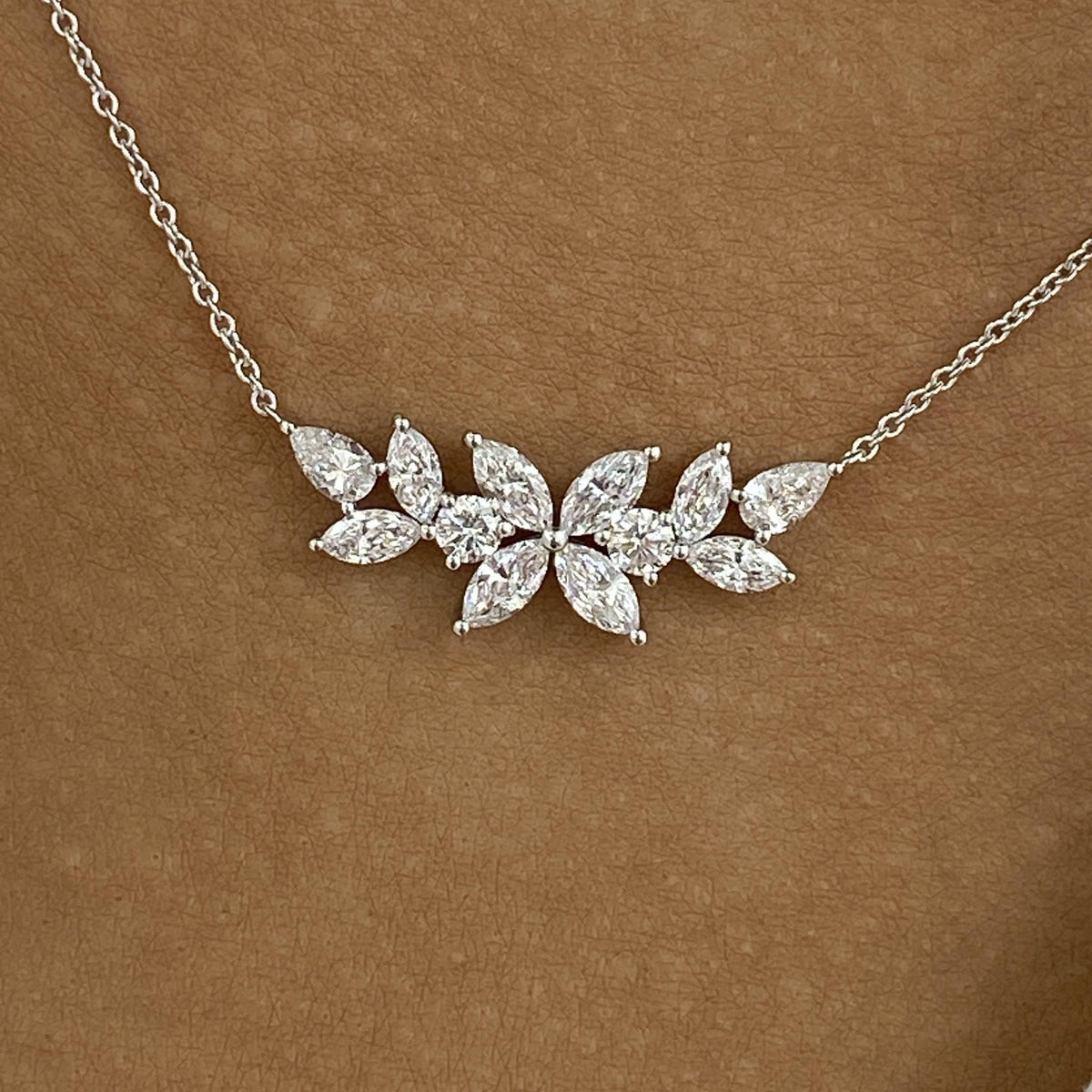 Evie 1.6 Marquise,Pear,Round Lab-Grown Diamond Bouquet, Chain Necklace