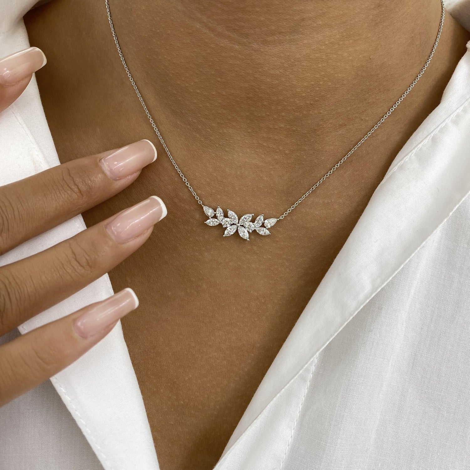 Evie 1.6 Marquise,Pear,Round Lab-Grown Diamond Bouquet, Chain Necklace