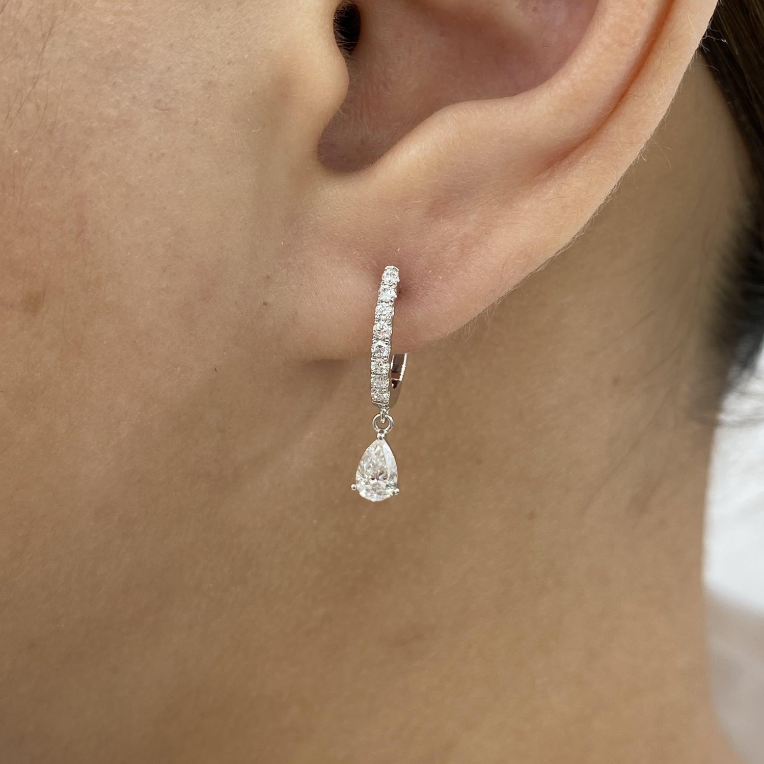 Valerie 0.8 Pear,Round Lab-Grown Diamond Hoop, Drop Earrings