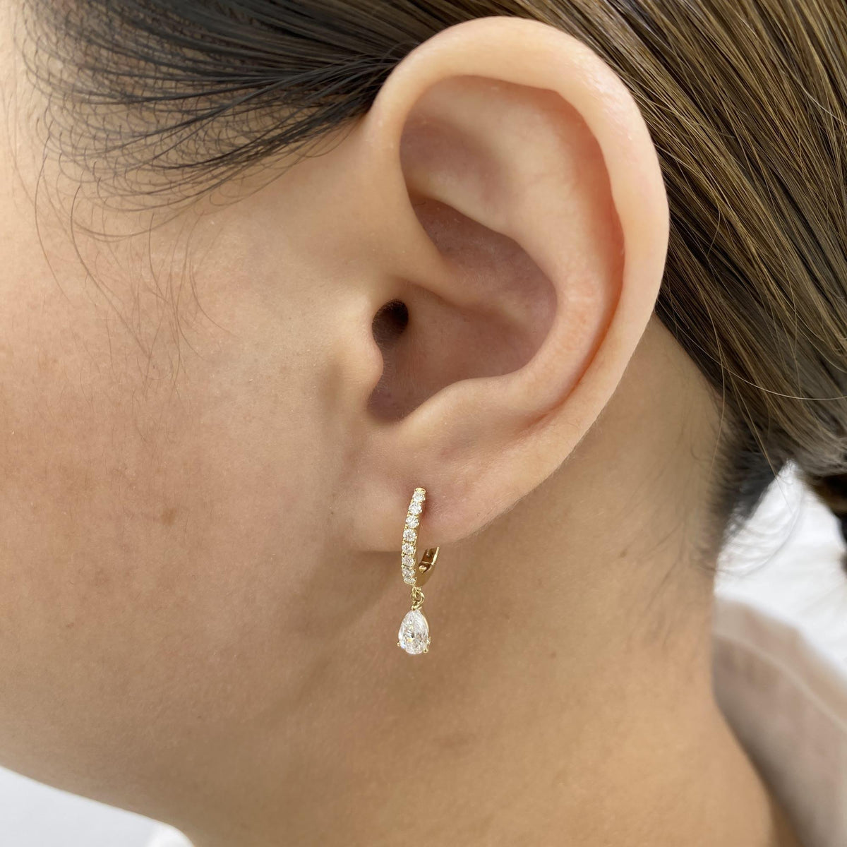 Valerie 0.8 Pear,Round Lab-Grown Diamond Hoop, Drop Earrings