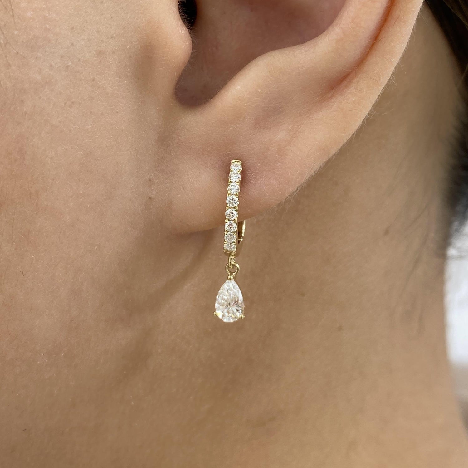 Valerie 0.8 Pear,Round Lab-Grown Diamond Hoop, Drop Earrings