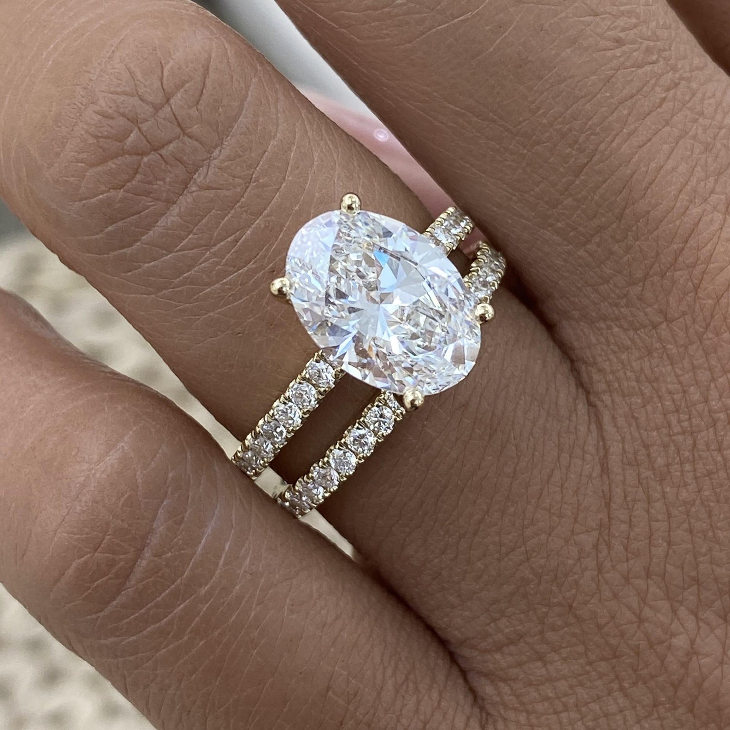 Tamara 4 Oval Lab-Grown Diamond Bridal Set, Side Stone Rings Set