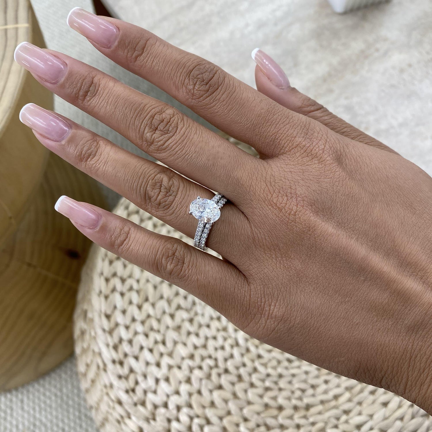 Naomi 2.9 Pear Lab-Grown Diamond Bridal Set, Side Stone Ring