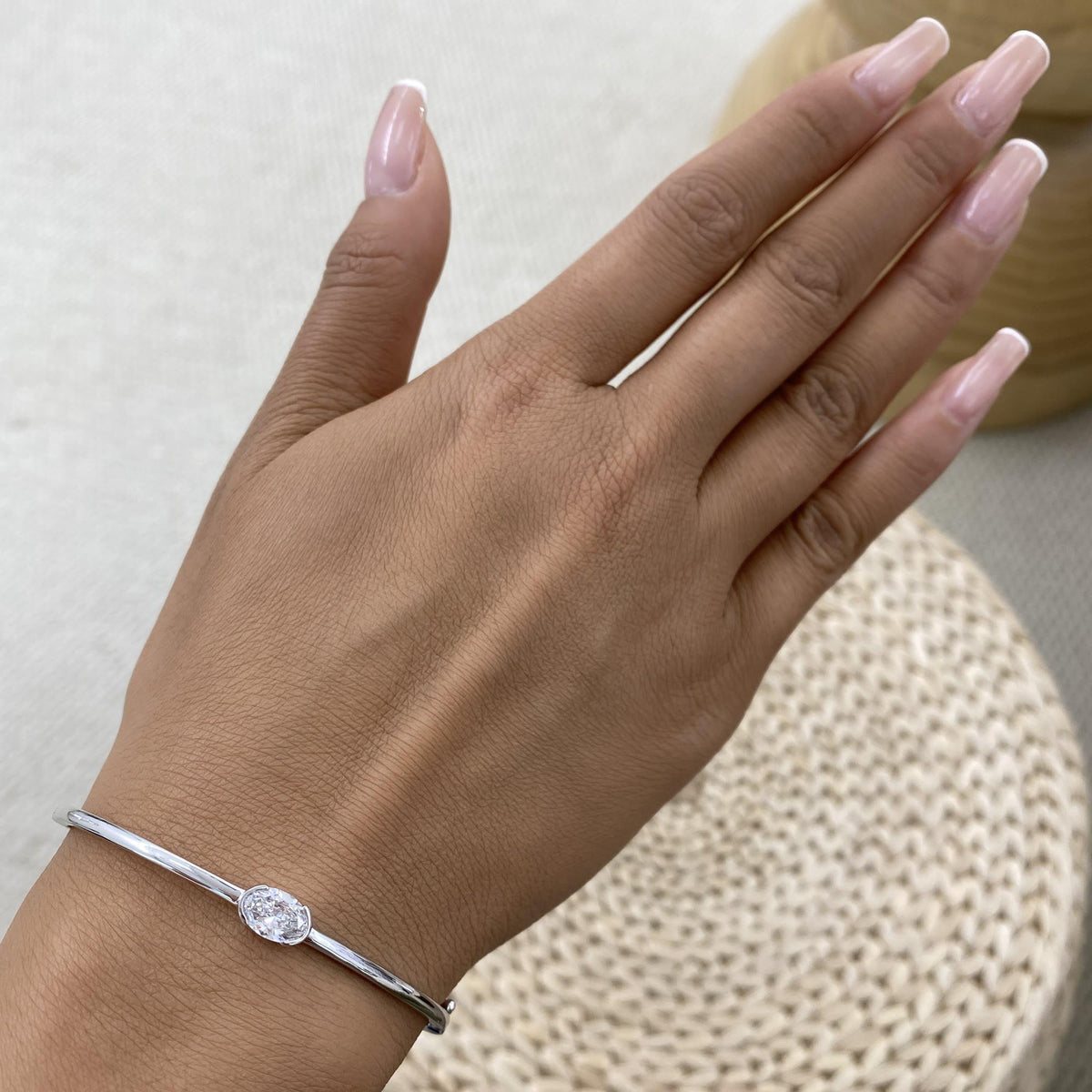 Emma 0.9 Oval Lab-Grown Diamond Bangle, Cuff Bracelet